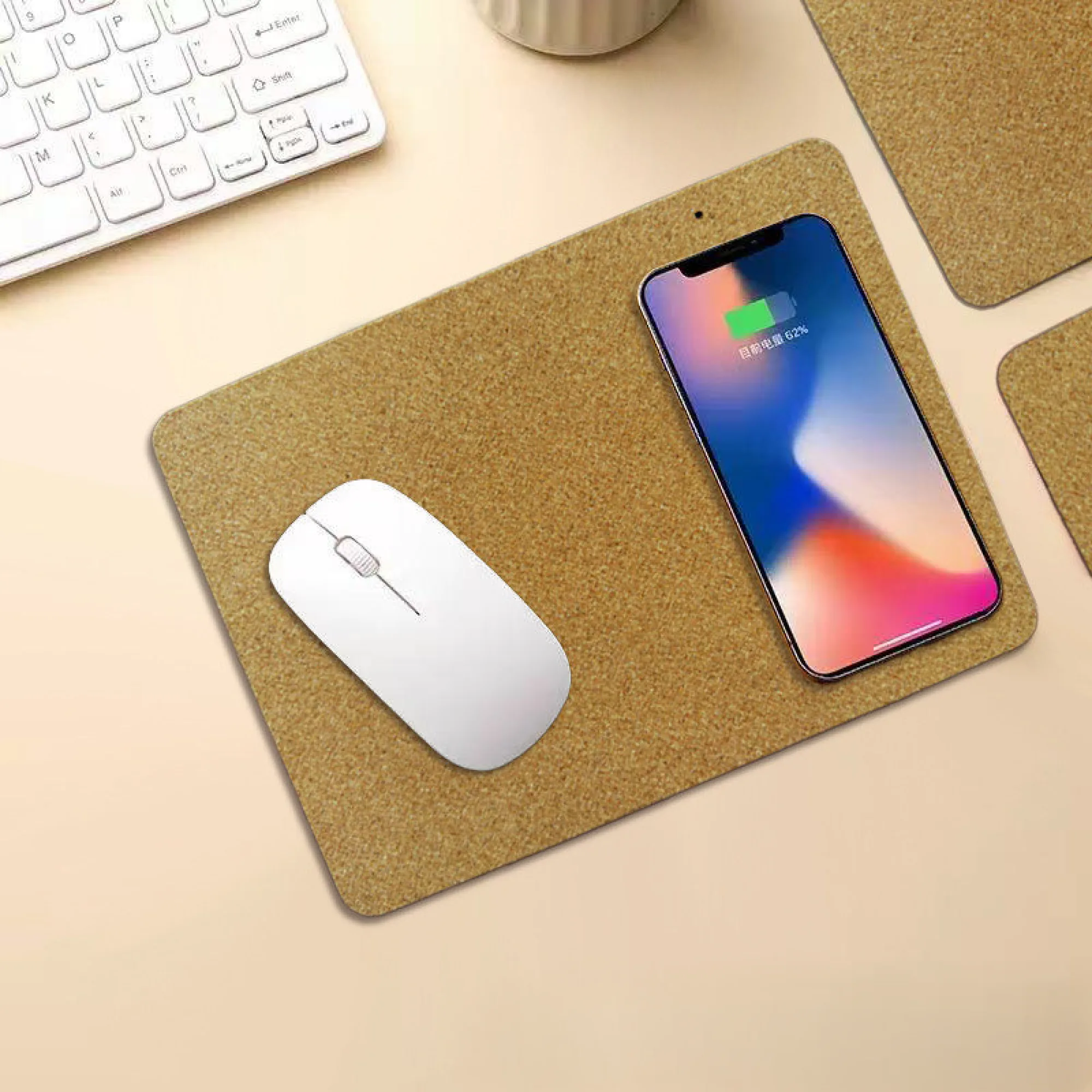 15W Wireless Charging Mouse Pad with Cork Surface