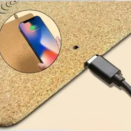15W Wireless Charging Mouse Pad with Cork Surface thumbnail 4
