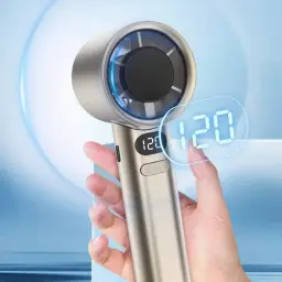 Handheld Bladeless Turbine USB Rechargeable Fan with Digital Display and 120-Level Speed Adjustment thumbnail 2