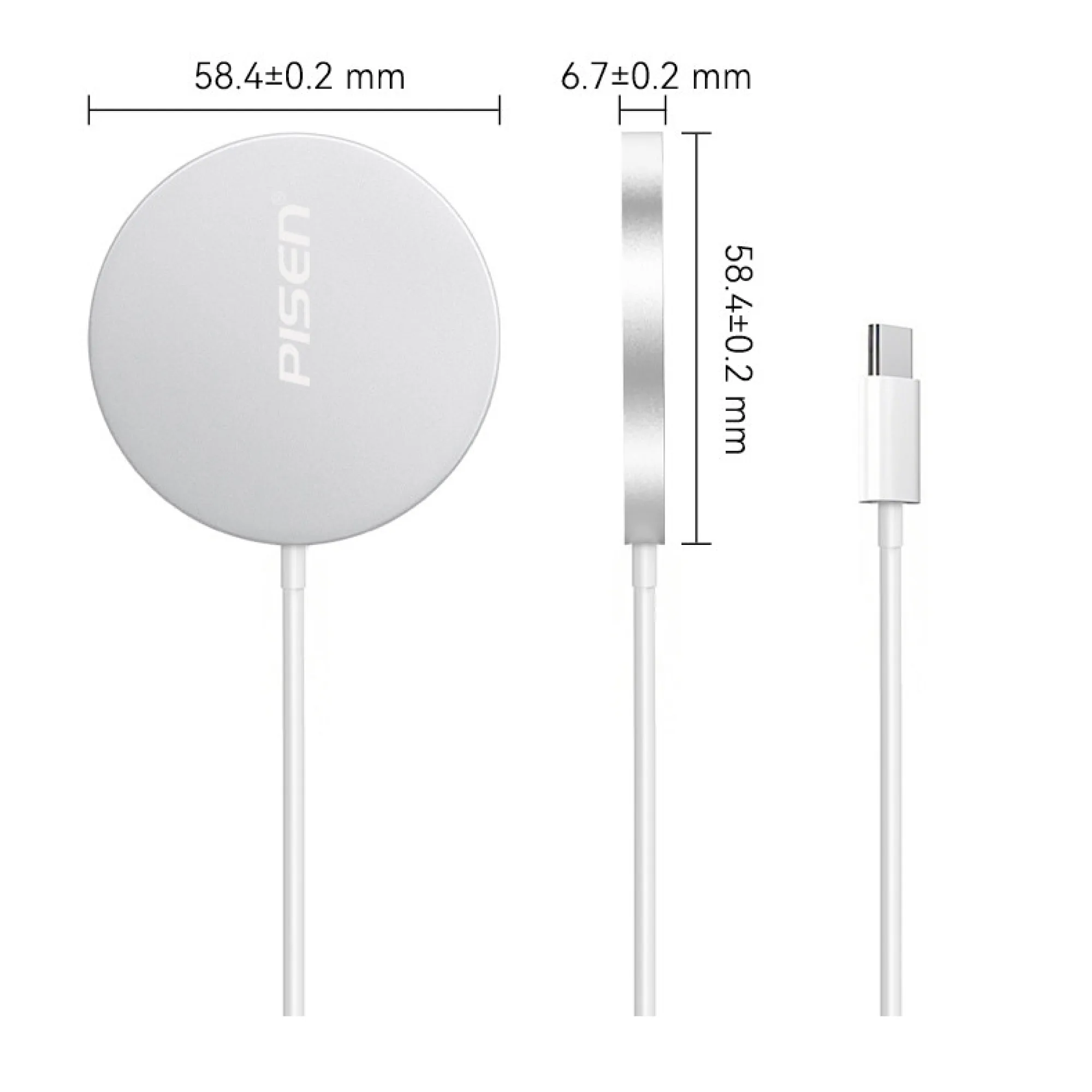 Pisen Magnetic Wireless Charger with Integrated Cable thumbnail 6