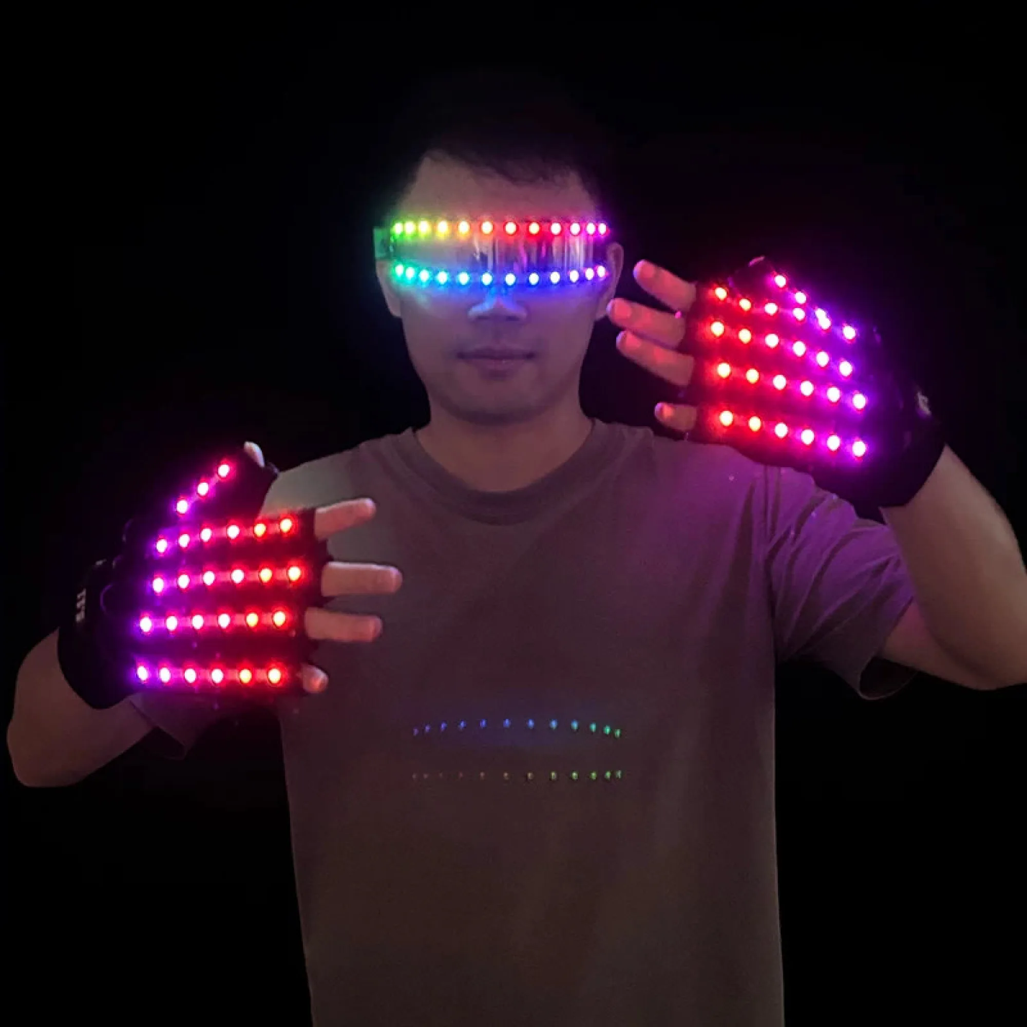 LED Light-Up Performance Gloves and Half-Arc Glasses — View 1