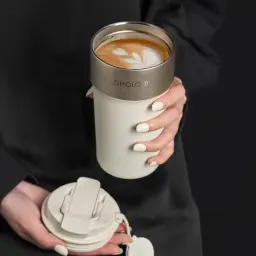 HOLOHOLO Portable Insulated Coffee Cup with Dual-Drink Lid, 500ML, Stainless Steel thumbnail 7