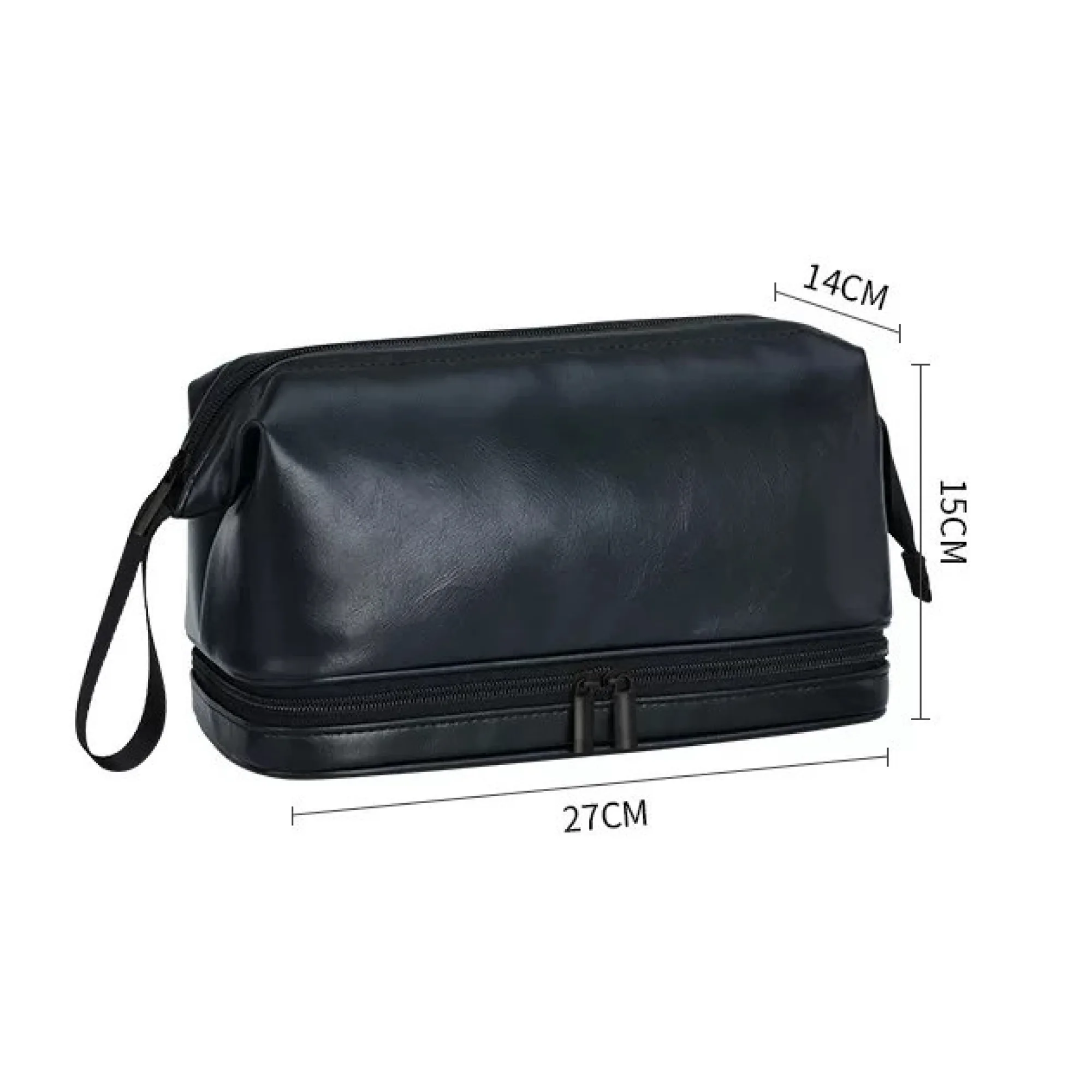Portable PU Leather Double-Layer Toiletry Bag thumbnail 6