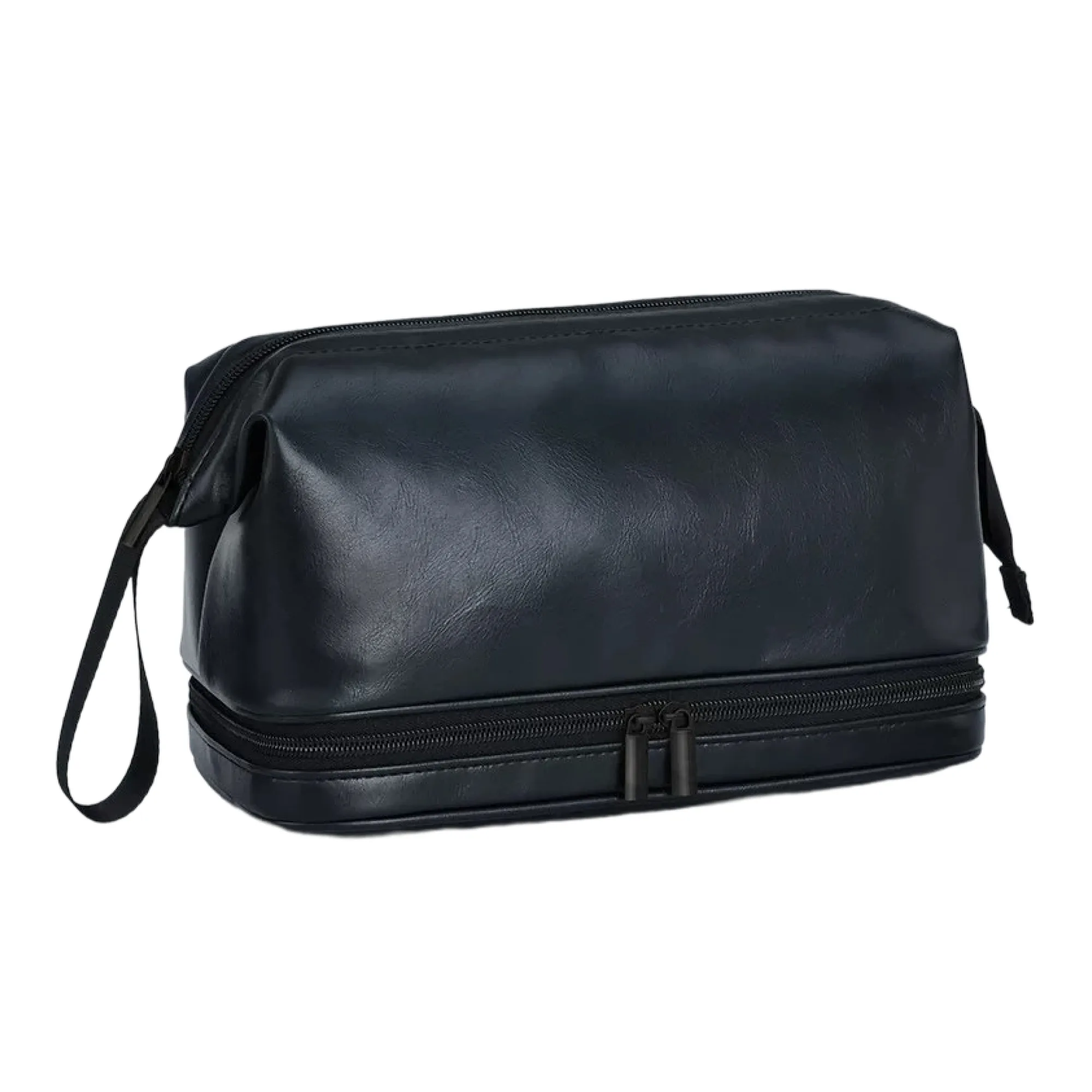 Portable PU Leather Double-Layer Toiletry Bag