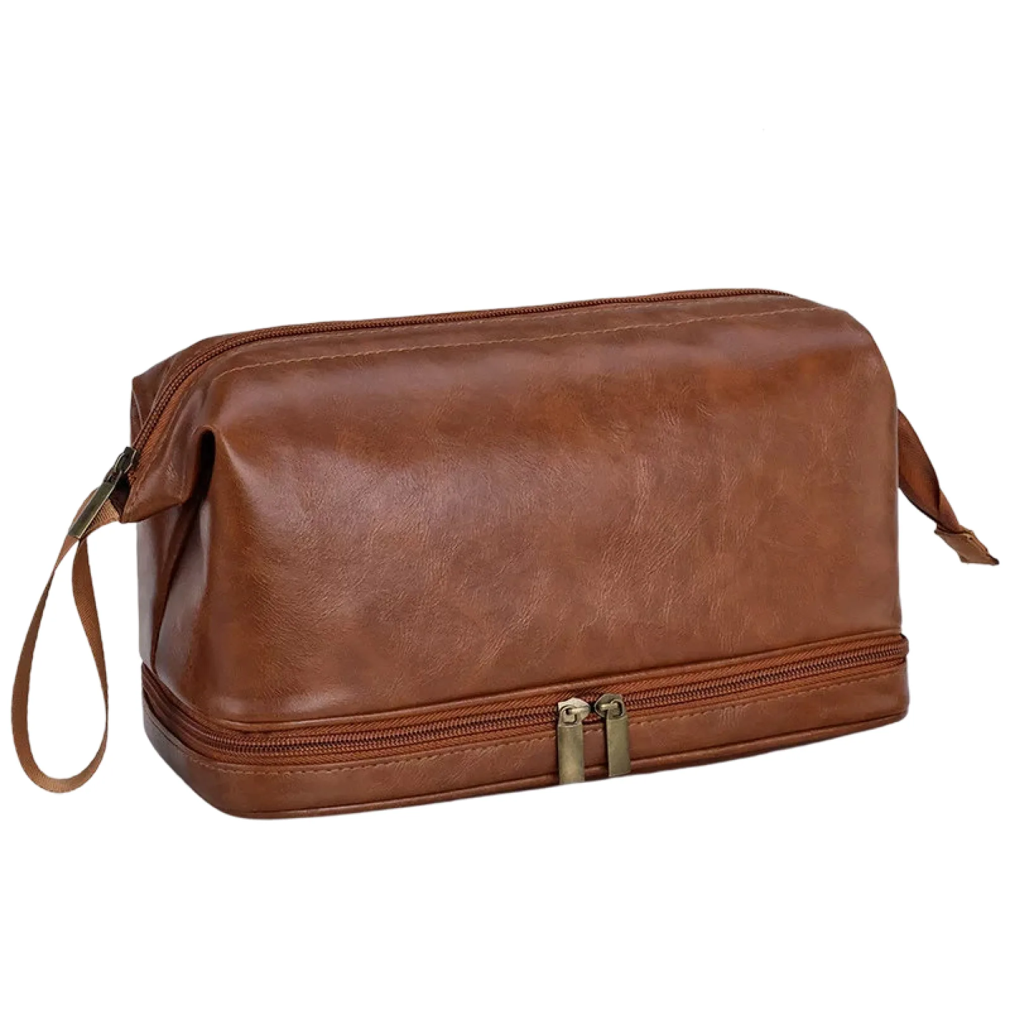 Portable PU Leather Double-Layer Toiletry Bag thumbnail 8