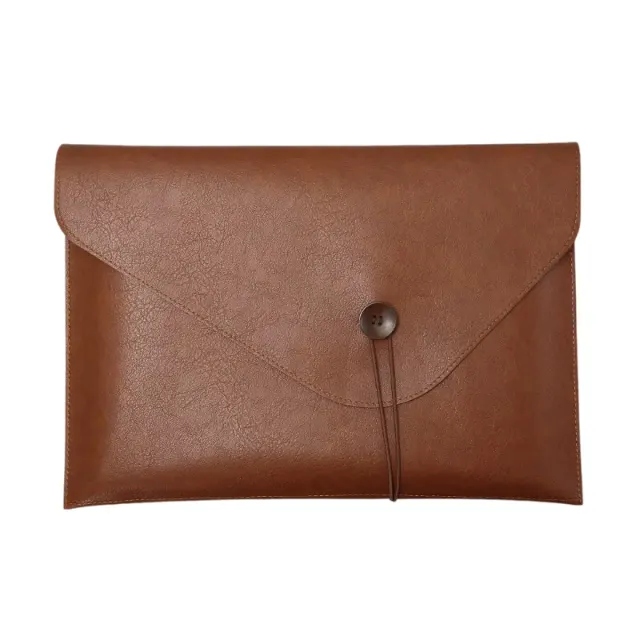 A4 PU Leather Button File Bag