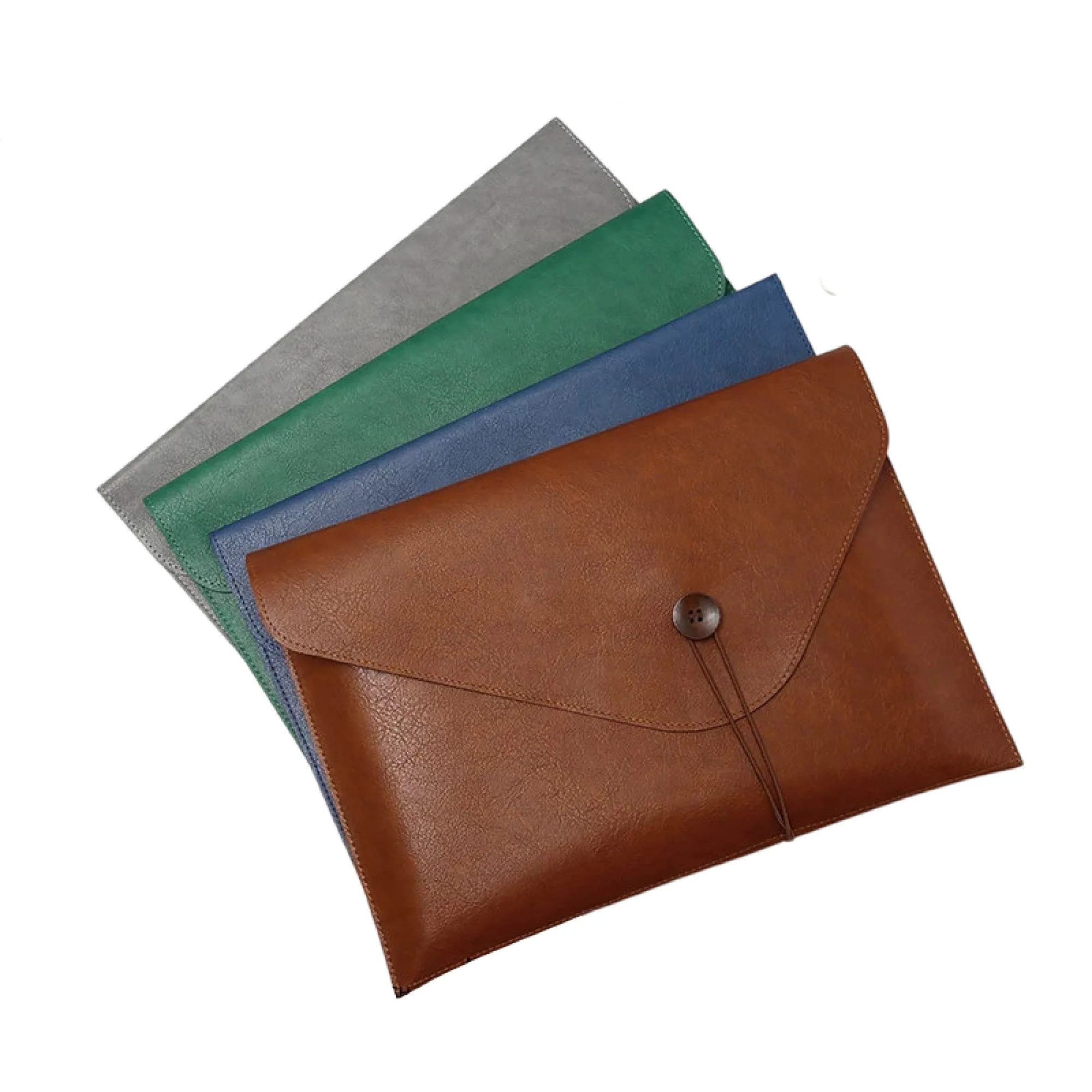 A4 PU Leather Button File Bag