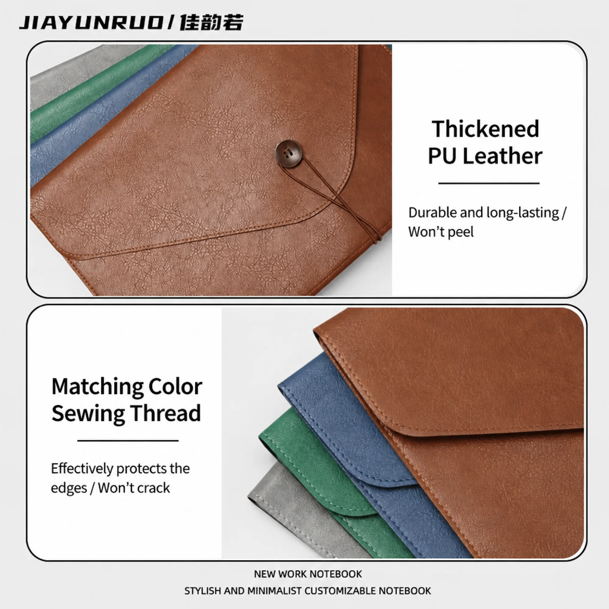 A4 PU Leather Button File Bag thumbnail 4
