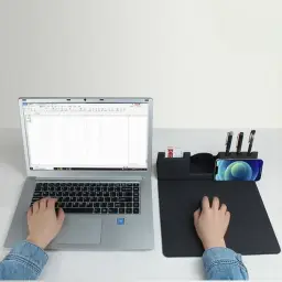 Multifunctional PU Desktop Mouse Pad with 15W Wireless Charger thumbnail 4