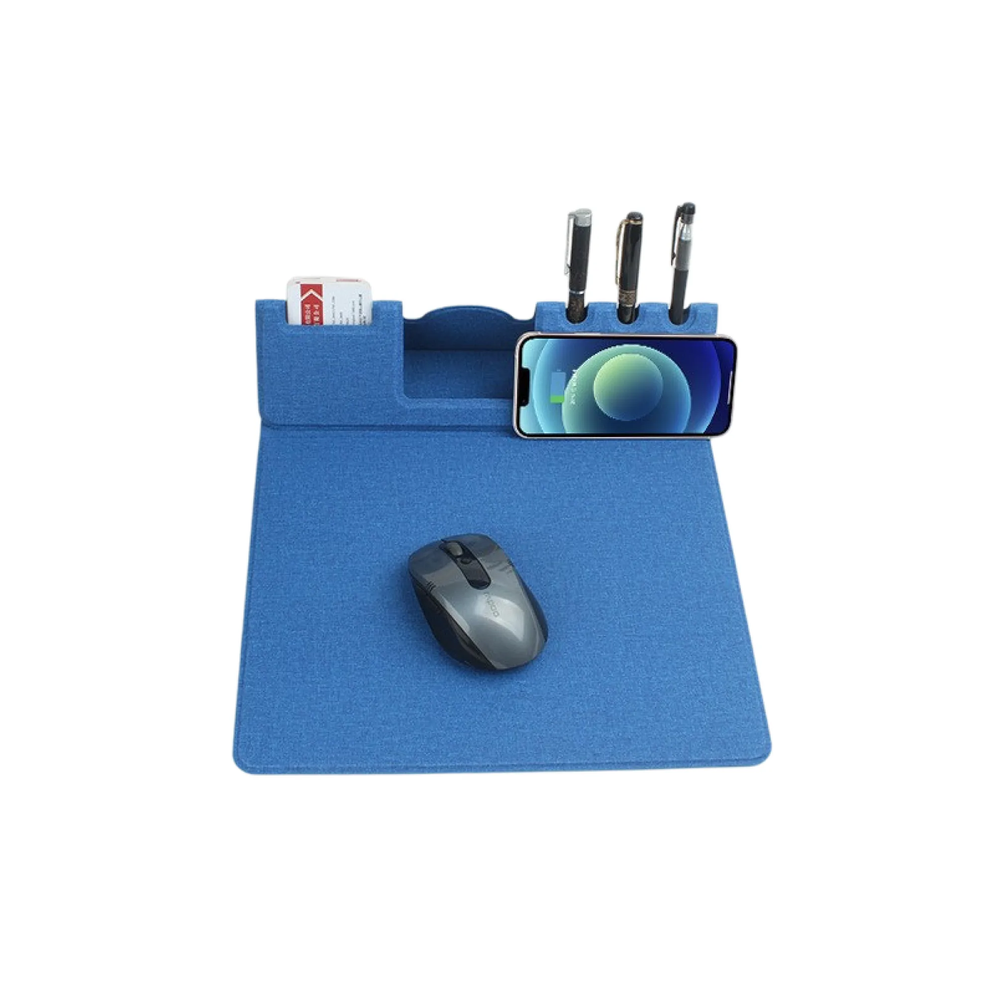 Multifunctional PU Desktop Mouse Pad with 15W Wireless Charger — View 1