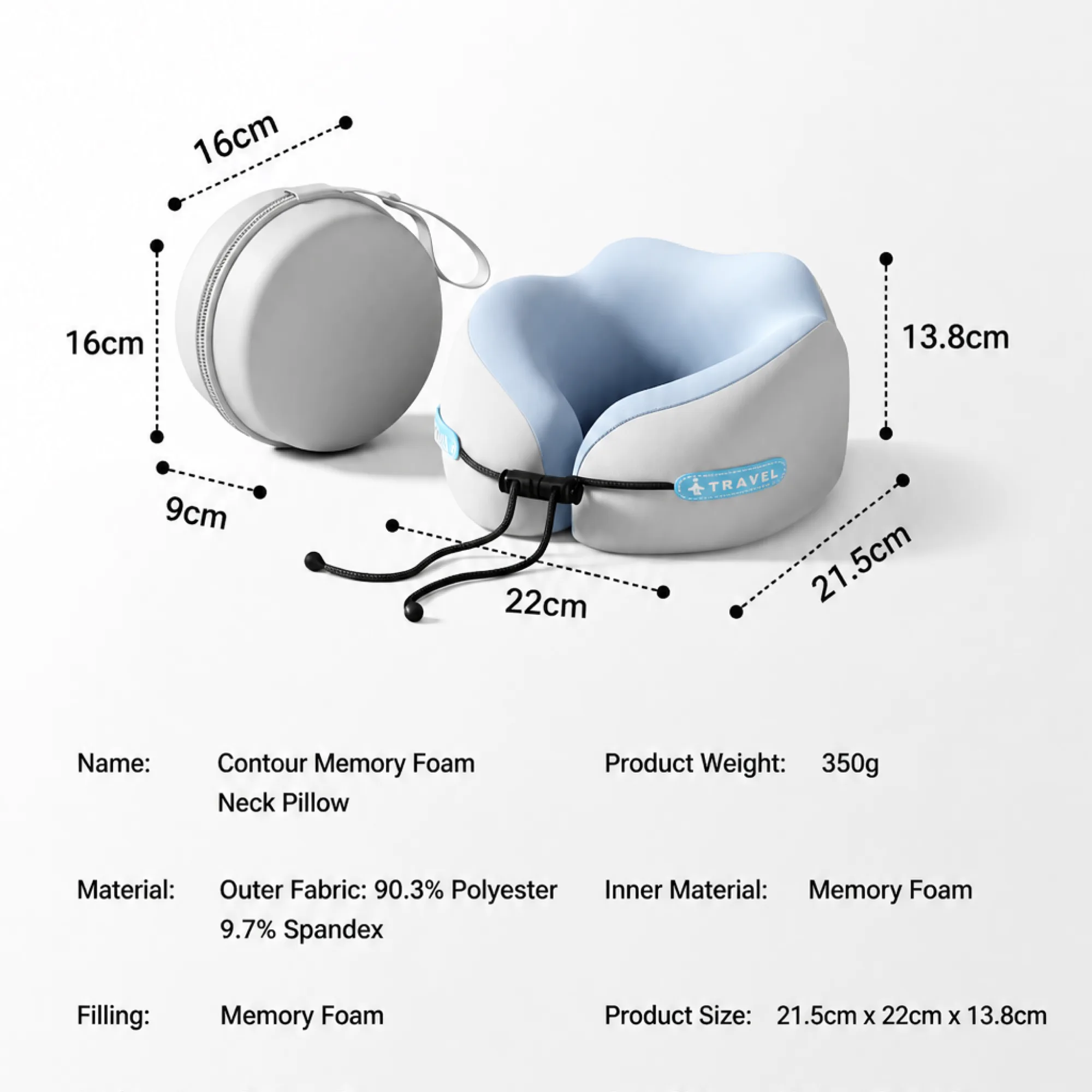 Memory Foam U-Shaped Travel Neck Pillow thumbnail 5