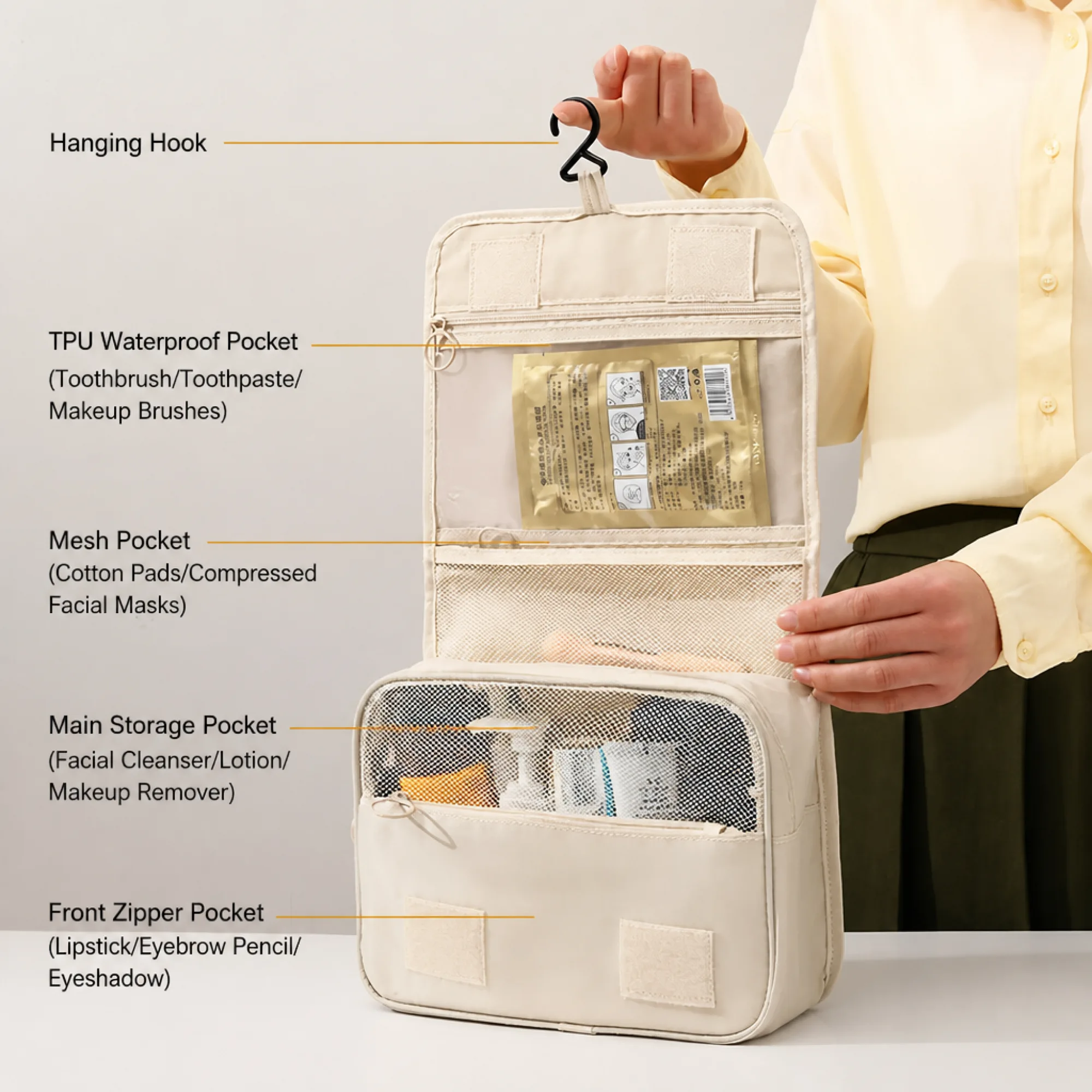 Hanging Travel Toiletry Bag with Multiple Compartments thumbnail 5