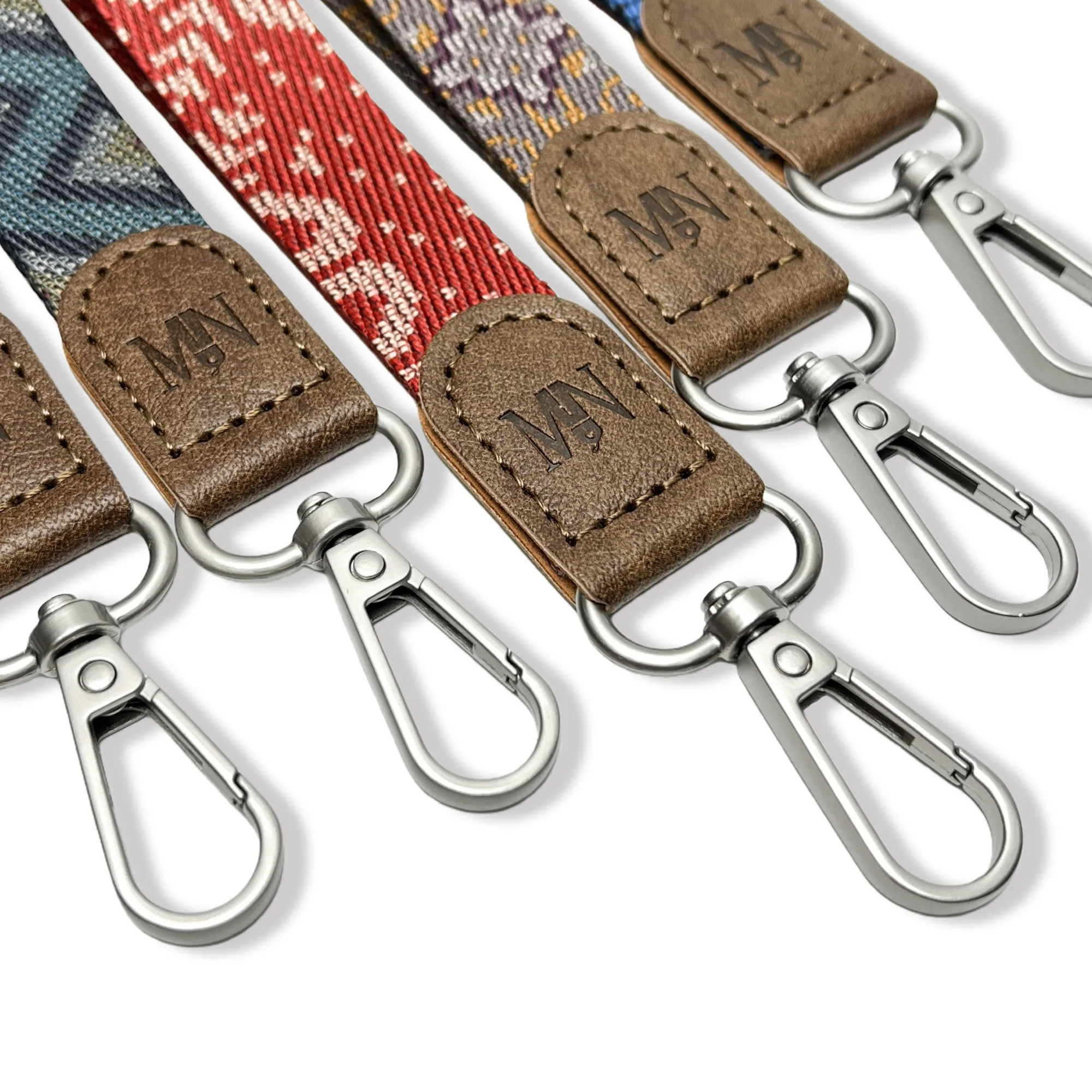 Woven Wrist Lanyard with Leather Patch and Alloy Clasp thumbnail 2