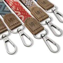 Woven Wrist Lanyard with Leather Patch and Alloy Clasp thumbnail 2