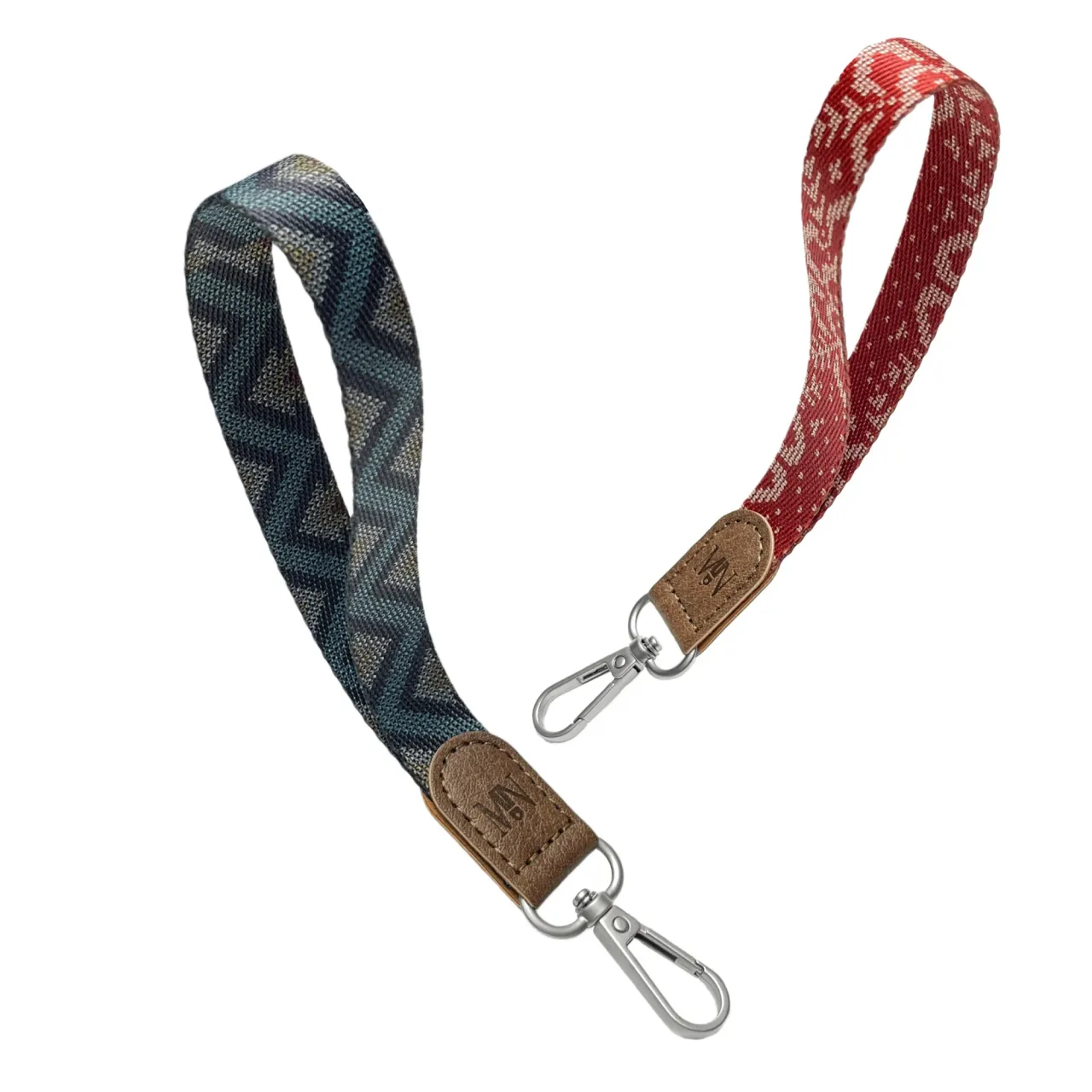 Woven Wrist Lanyard with Leather Patch and Alloy Clasp