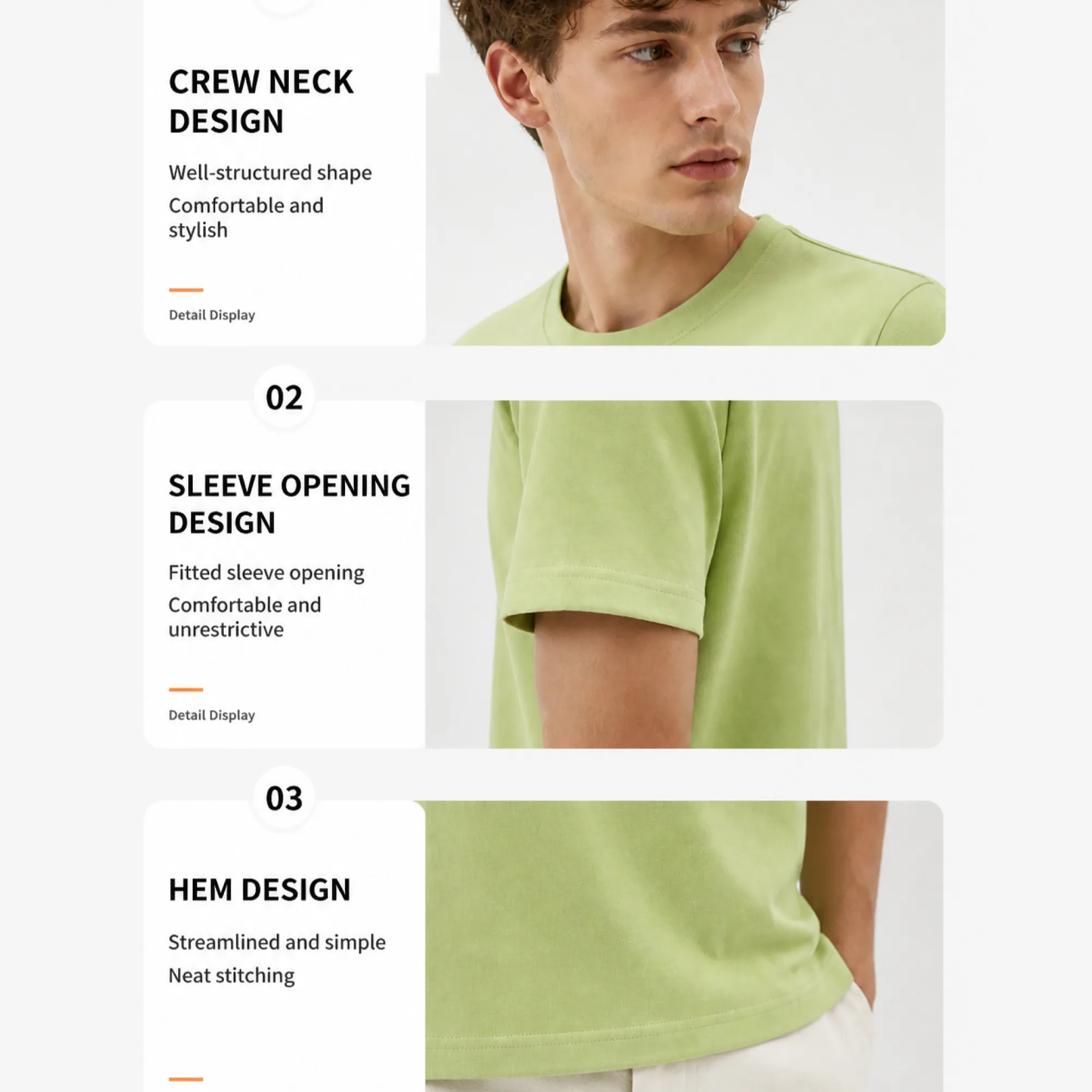 Unisex Short-Sleeve Round Neck Pullover T-Shirt with Multiple Fabric Blends thumbnail 3