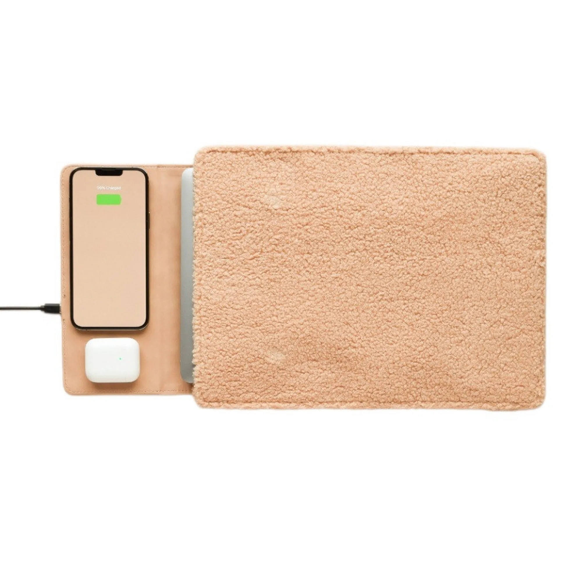 Plush Fabric Laptop Sleeve with 15W Wireless Charging thumbnail 5