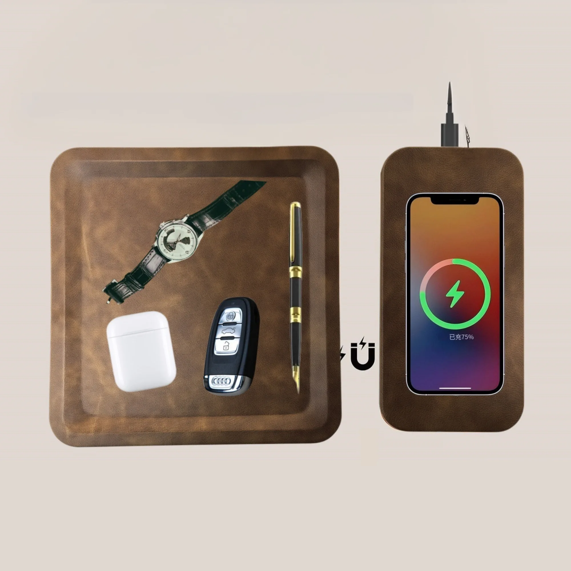 Magnetic Detachable 15W Wireless Charging Tray with Storage thumbnail 2