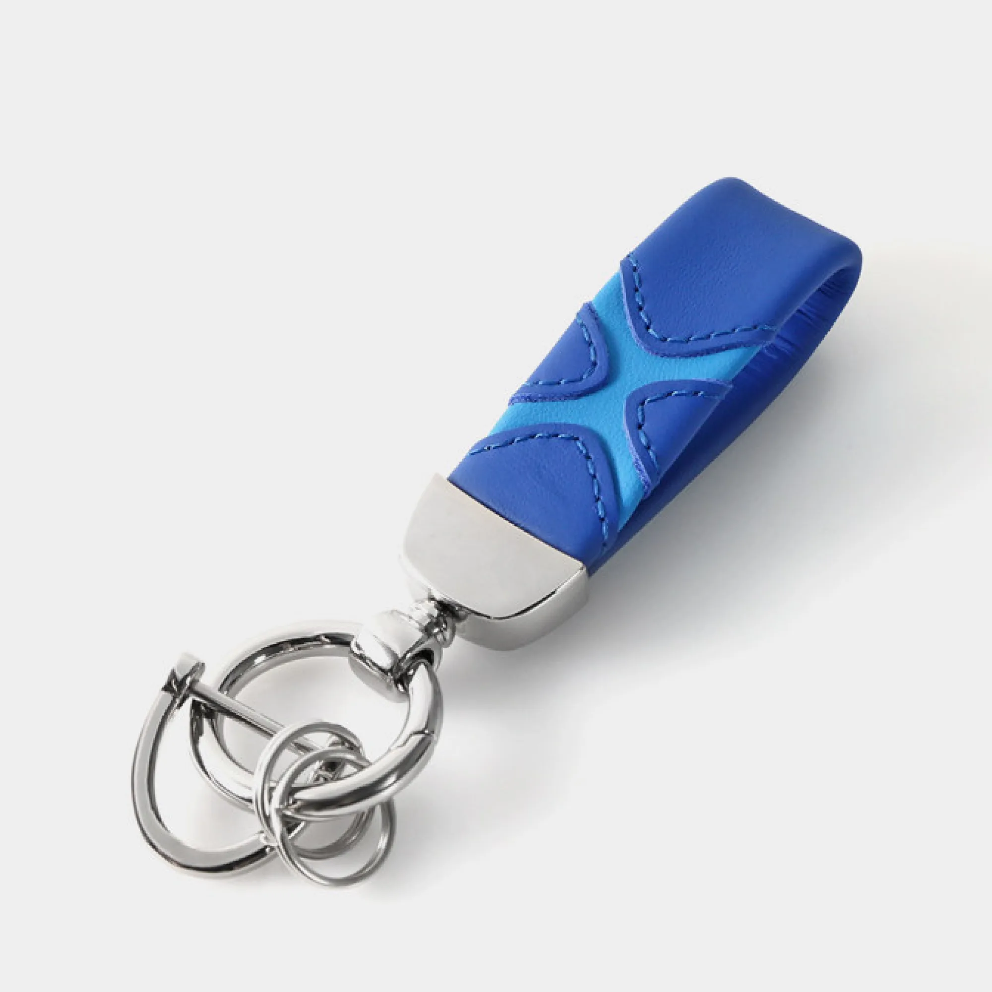Italian Cowhide Leather Key Chain with Horseshoe Buckle and Key Ring thumbnail 2