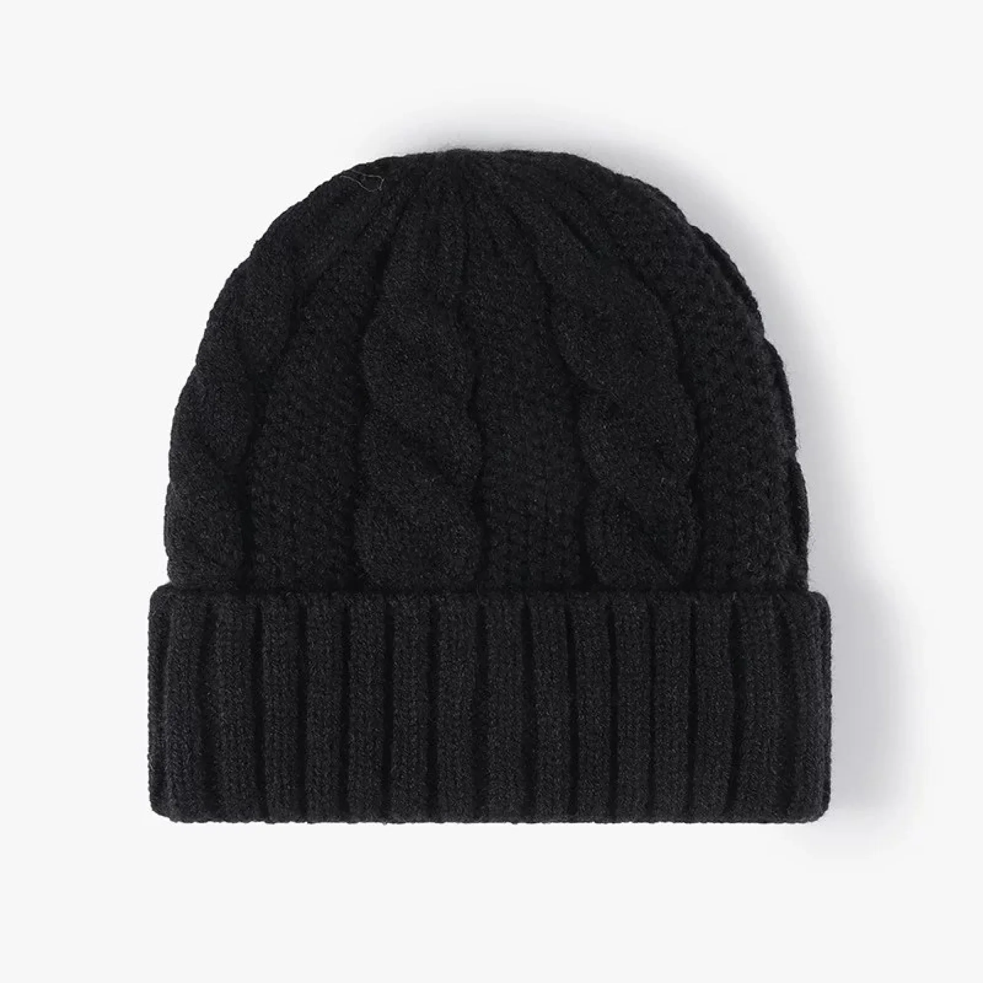 Knitted Beanie Hat with Cable Knit Pattern and Plush Lining thumbnail 6