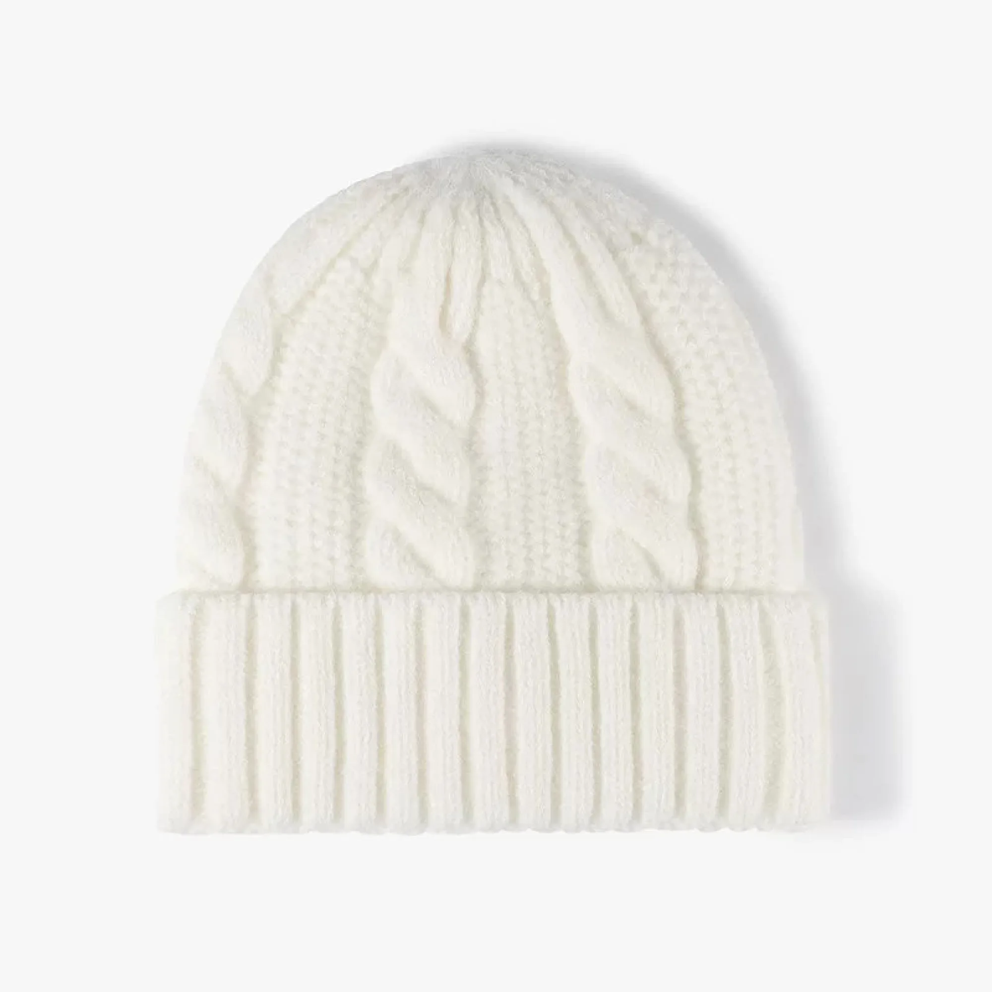 Knitted Beanie Hat with Cable Knit Pattern and Plush Lining thumbnail 11