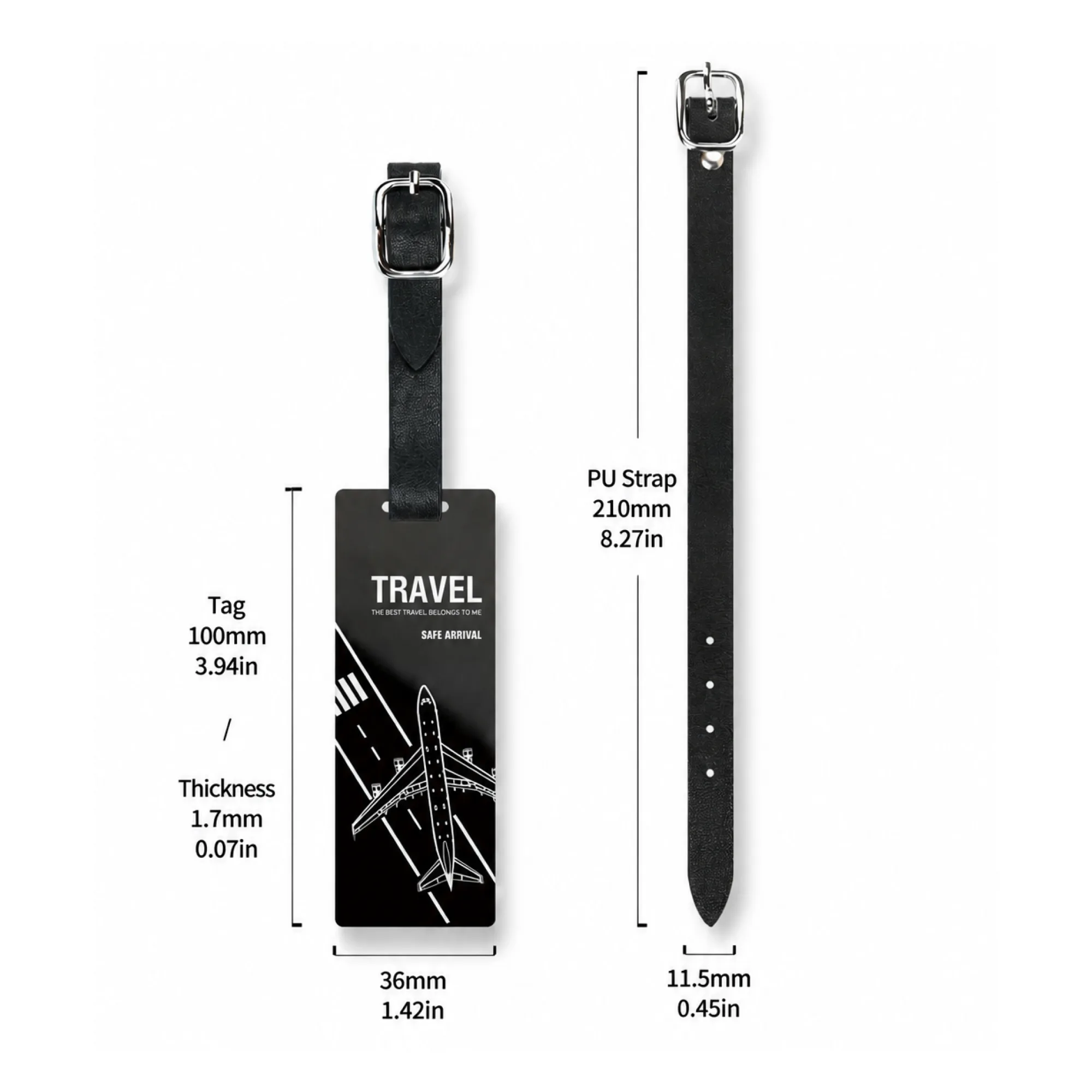 Stainless Steel Luggage Tag with PU Strap thumbnail 5