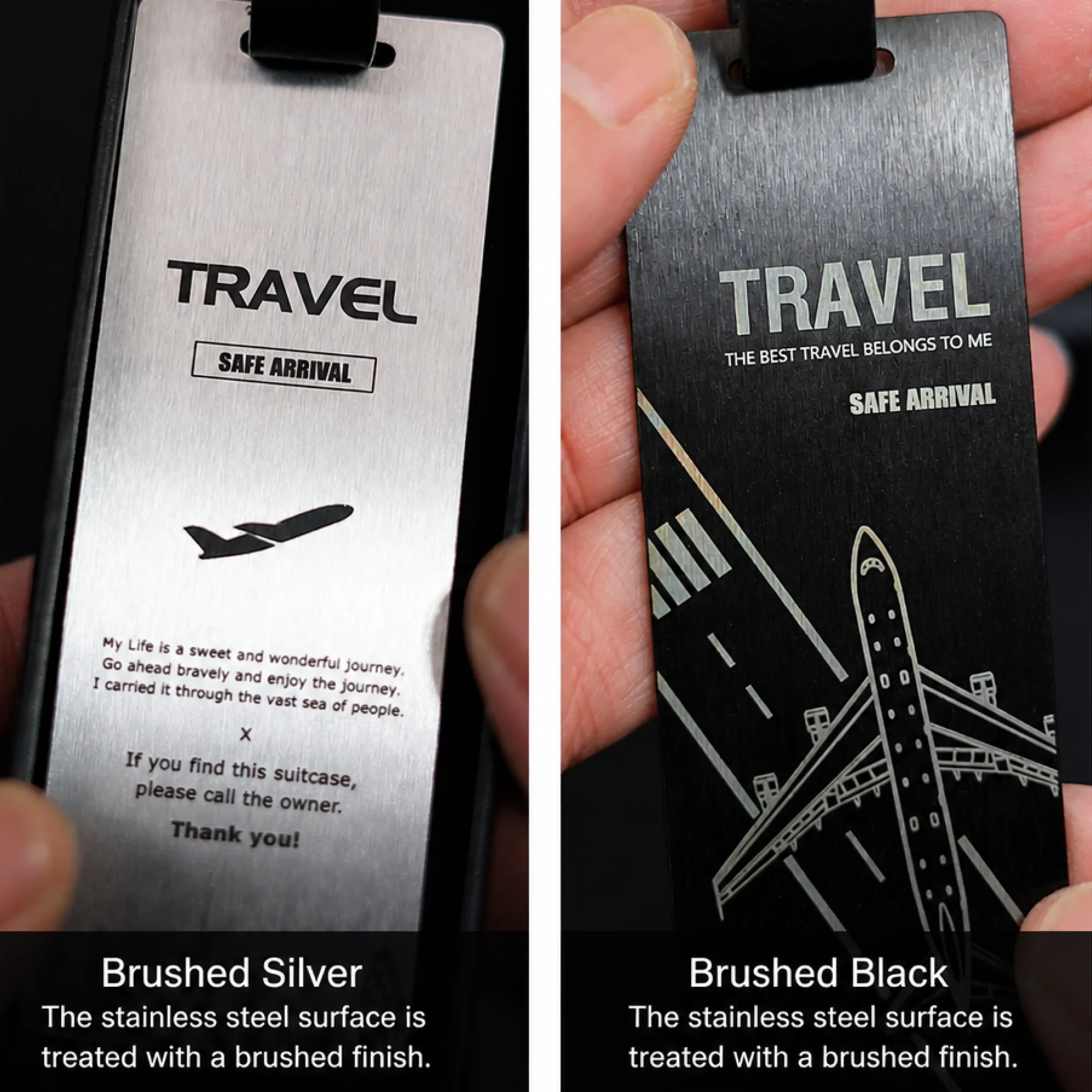 Stainless Steel Luggage Tag with PU Strap thumbnail 3