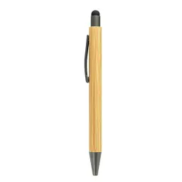 Press-Action Bamboo Ballpoint Pen with Touchscreen Stylus thumbnail 1