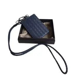 Genuine Leather Woven ID Card Holder with Lanyard thumbnail 1