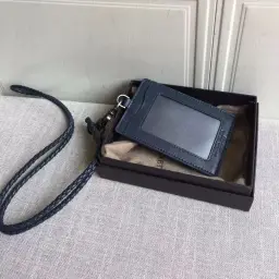 Genuine Leather Woven ID Card Holder with Lanyard thumbnail 4
