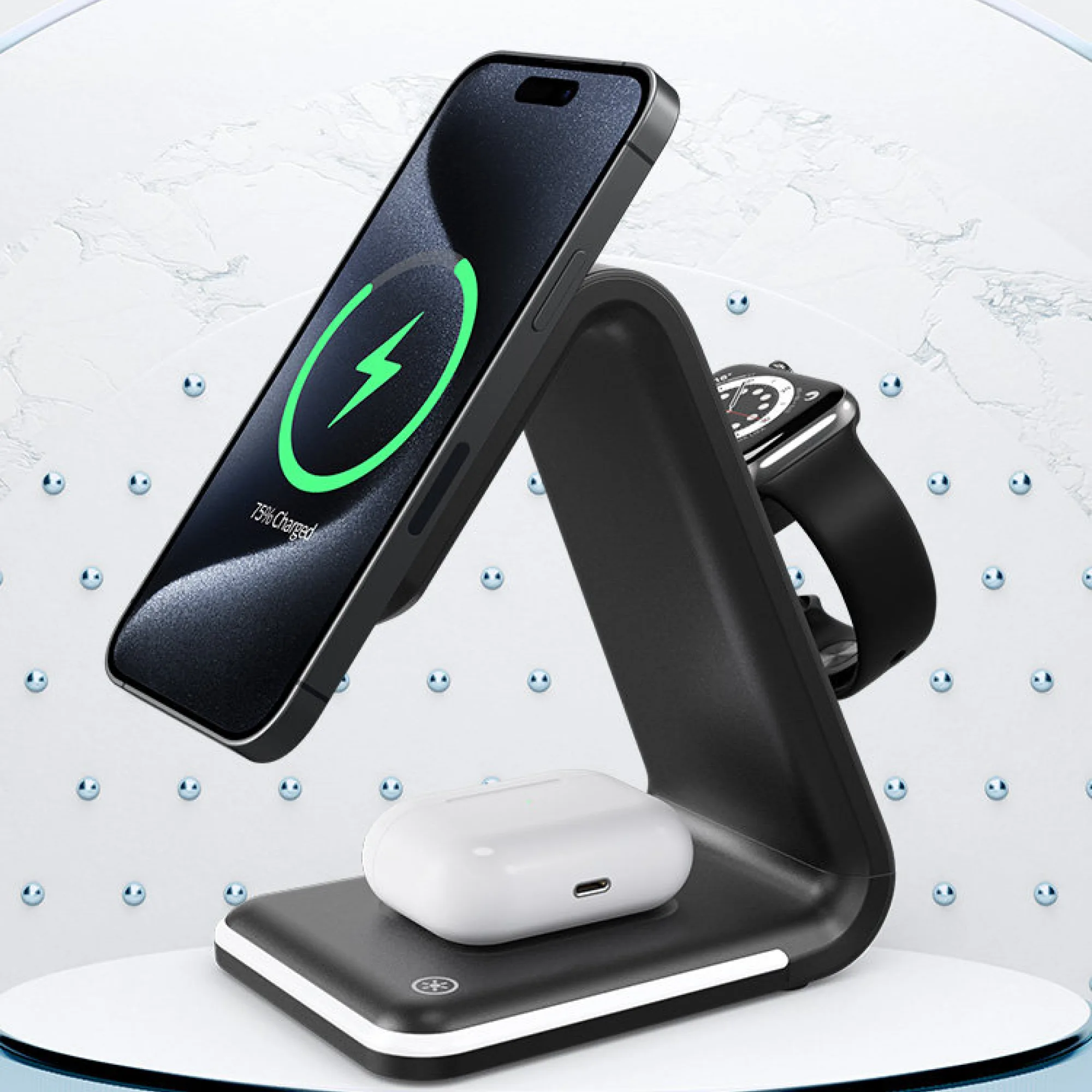 3-in-1 Magnetic Wireless Charging Station for Phone, Watch, and Earphones thumbnail 4