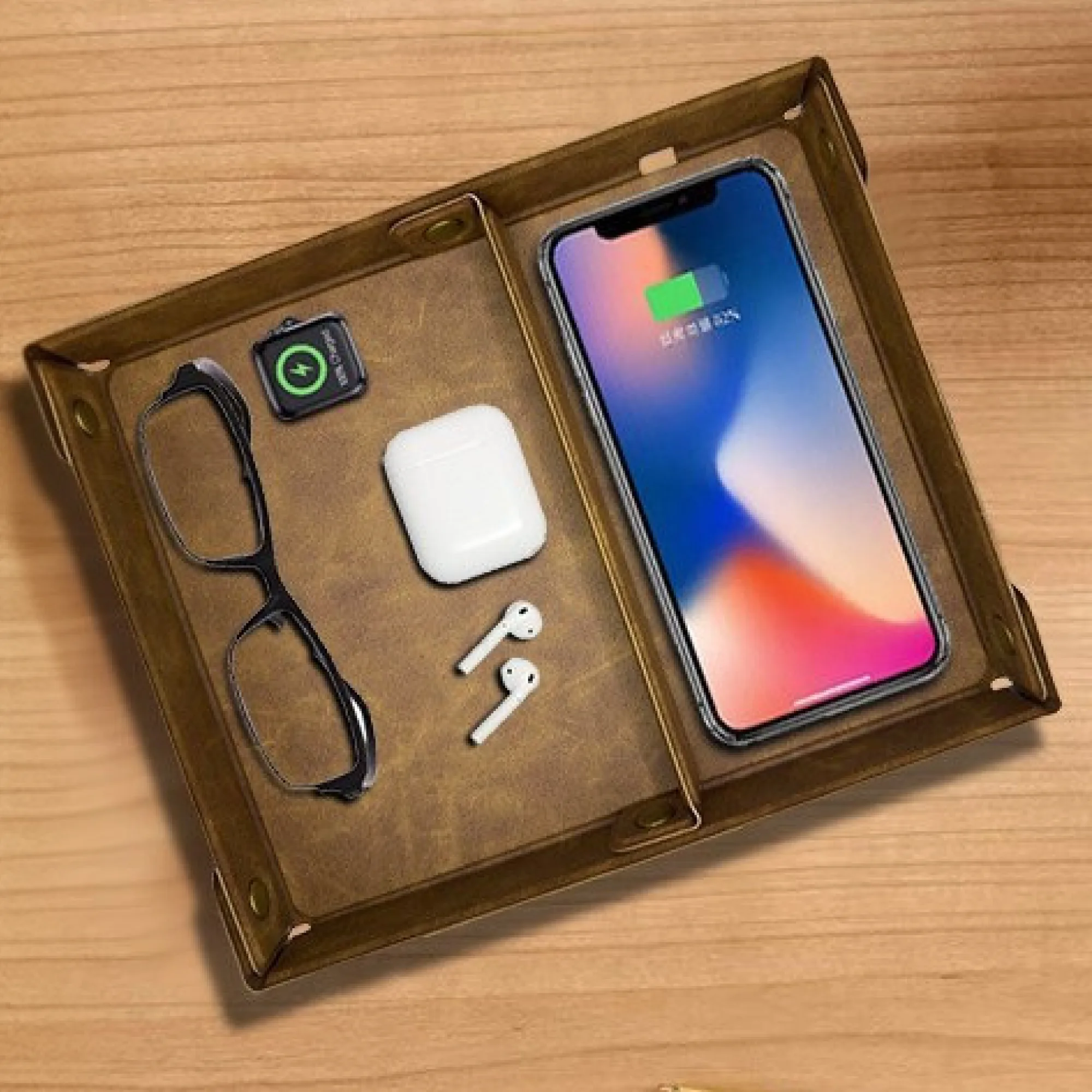 Multifunctional 15W Wireless Charging Storage Box and Desktop Organizer Tray thumbnail 3