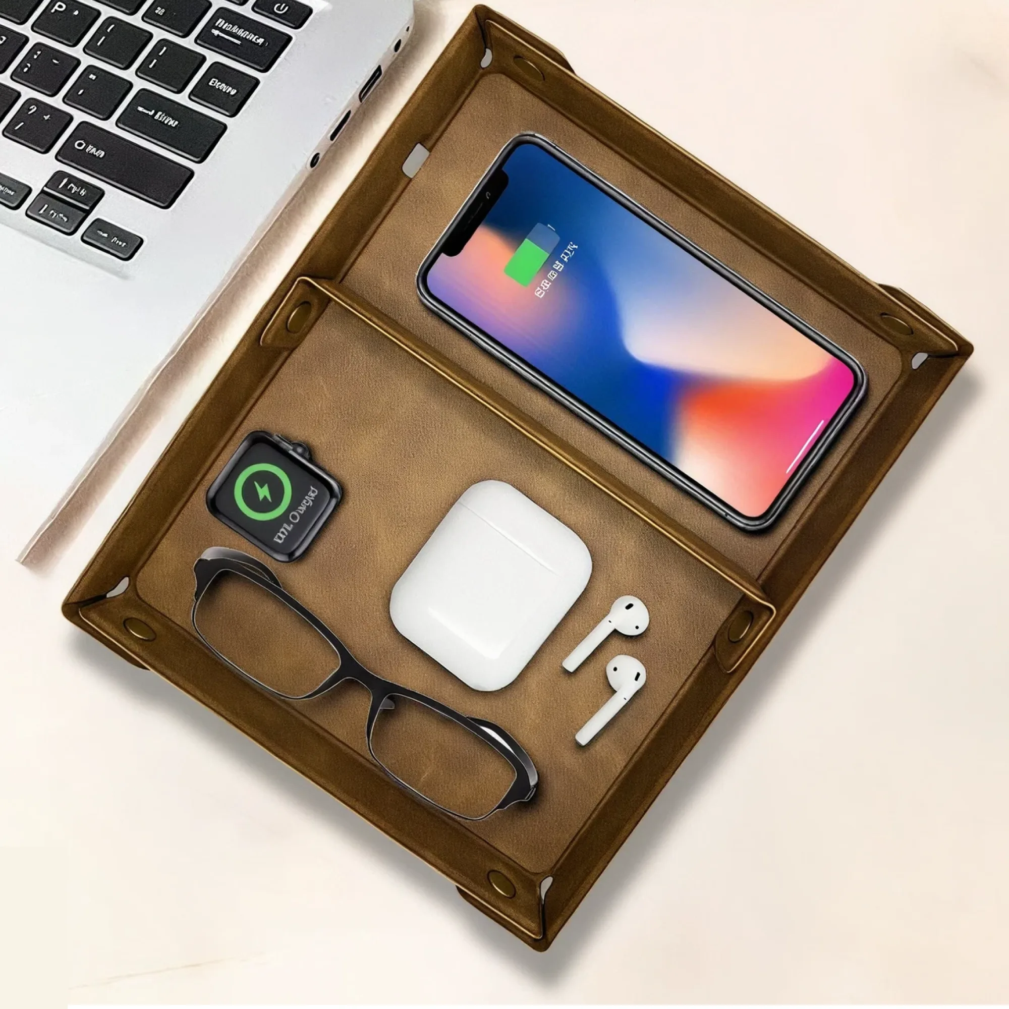 Multifunctional 15W Wireless Charging Storage Box and Desktop Organizer Tray thumbnail 2