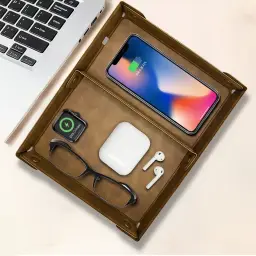 Multifunctional 15W Wireless Charging Storage Box and Desktop Organizer Tray thumbnail 2