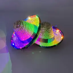 LED Pet Straw Sombrero Sun Hat with Multicolor Striped Brim thumbnail 5