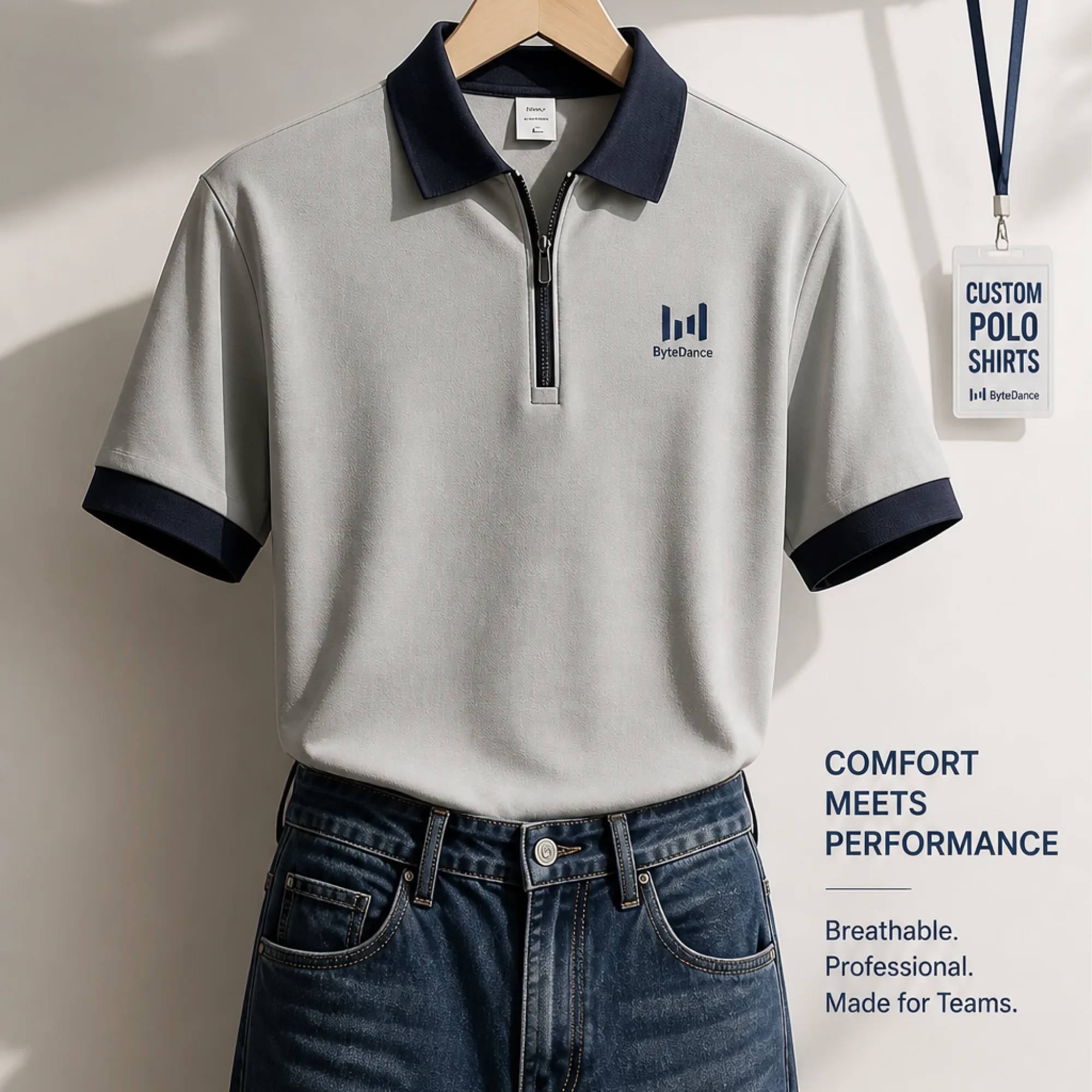 Half-Zip Color-Block Polo Shirt