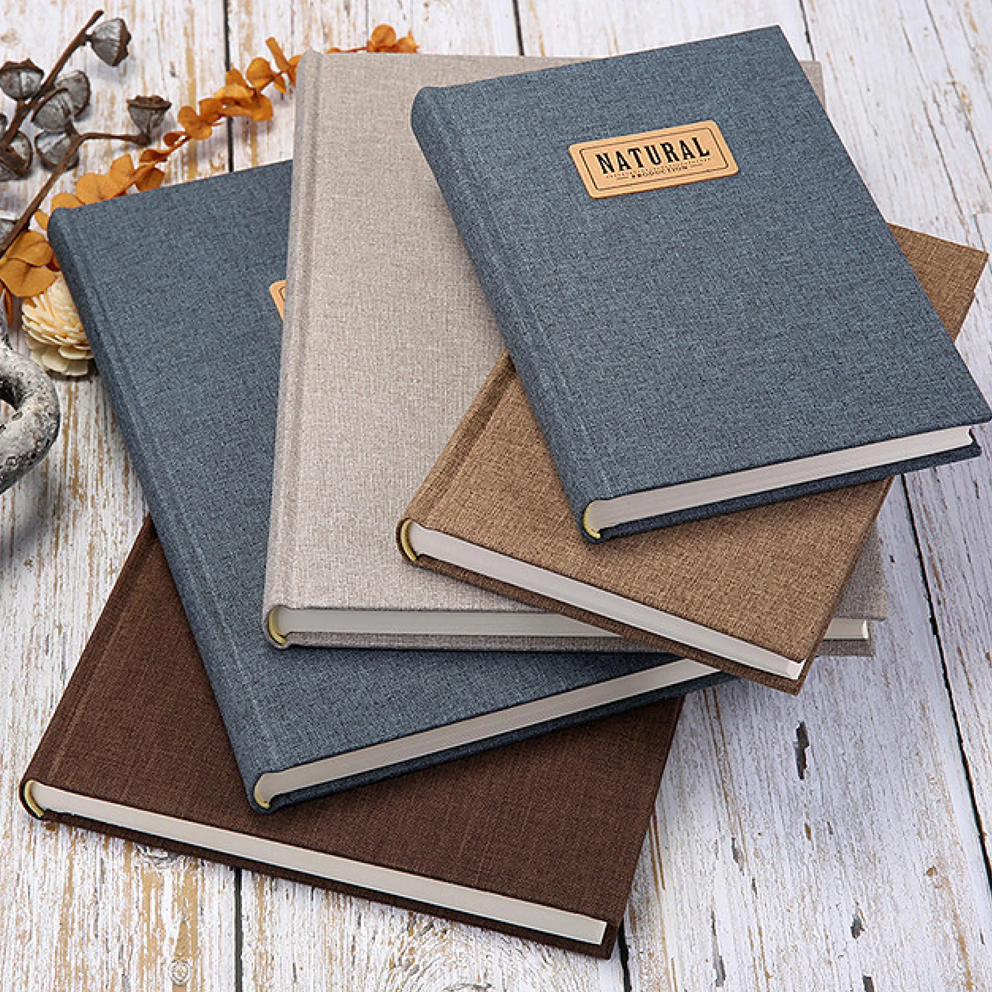 Fabric Hardcover Notebook with Thread Binding, 32K and 16K Sizes — View 1