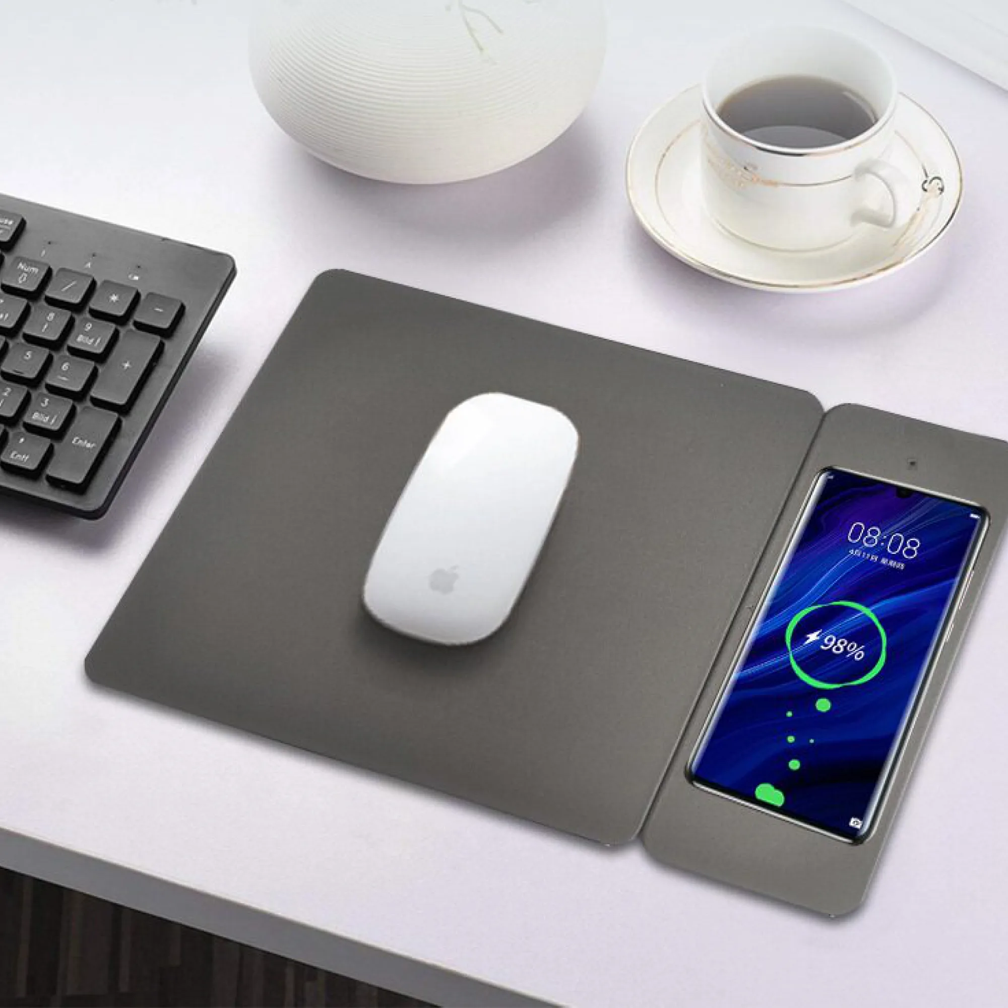 S130 15W PU Leather Magnetic Detachable Wireless Charging Mouse Pad thumbnail 3