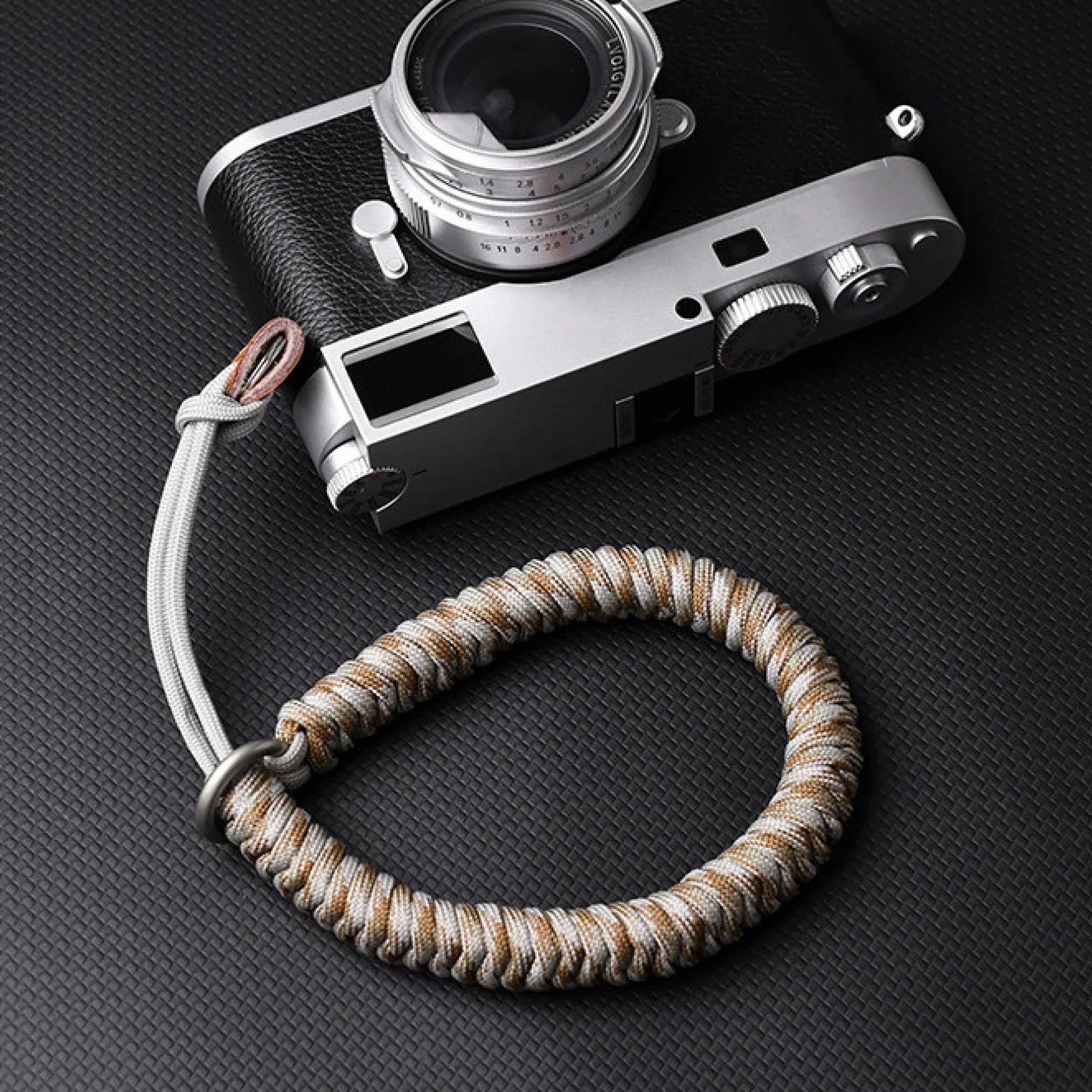 Hand-Woven Paracord Camera Wrist Strap with Quick-Release Buckle and Leather Pad