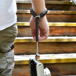 Hand-Woven Paracord Camera Wrist Strap with Quick-Release Buckle and Leather Pad thumbnail 4