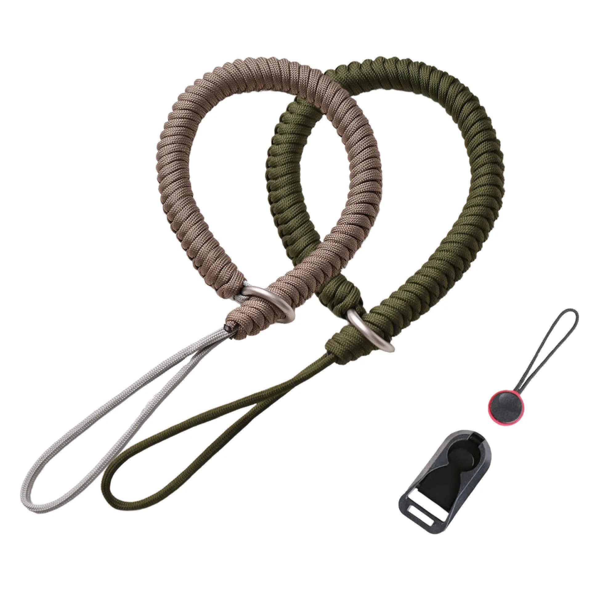 Hand-Woven Paracord Camera Wrist Strap with Quick-Release Buckle and Leather Pad