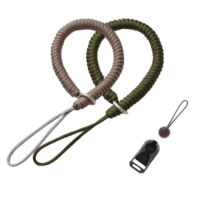 Hand-Woven Paracord Camera Wrist Strap with Quick-Release Buckle and Leather Pad