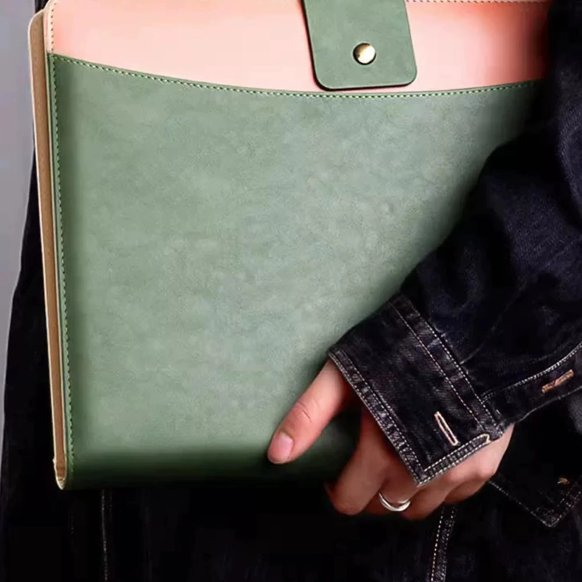 A4 PU Leather Loose-Leaf Document Folder with Binder thumbnail 4
