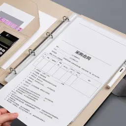 A4 PU Leather Loose-Leaf Document Folder with Binder thumbnail 3