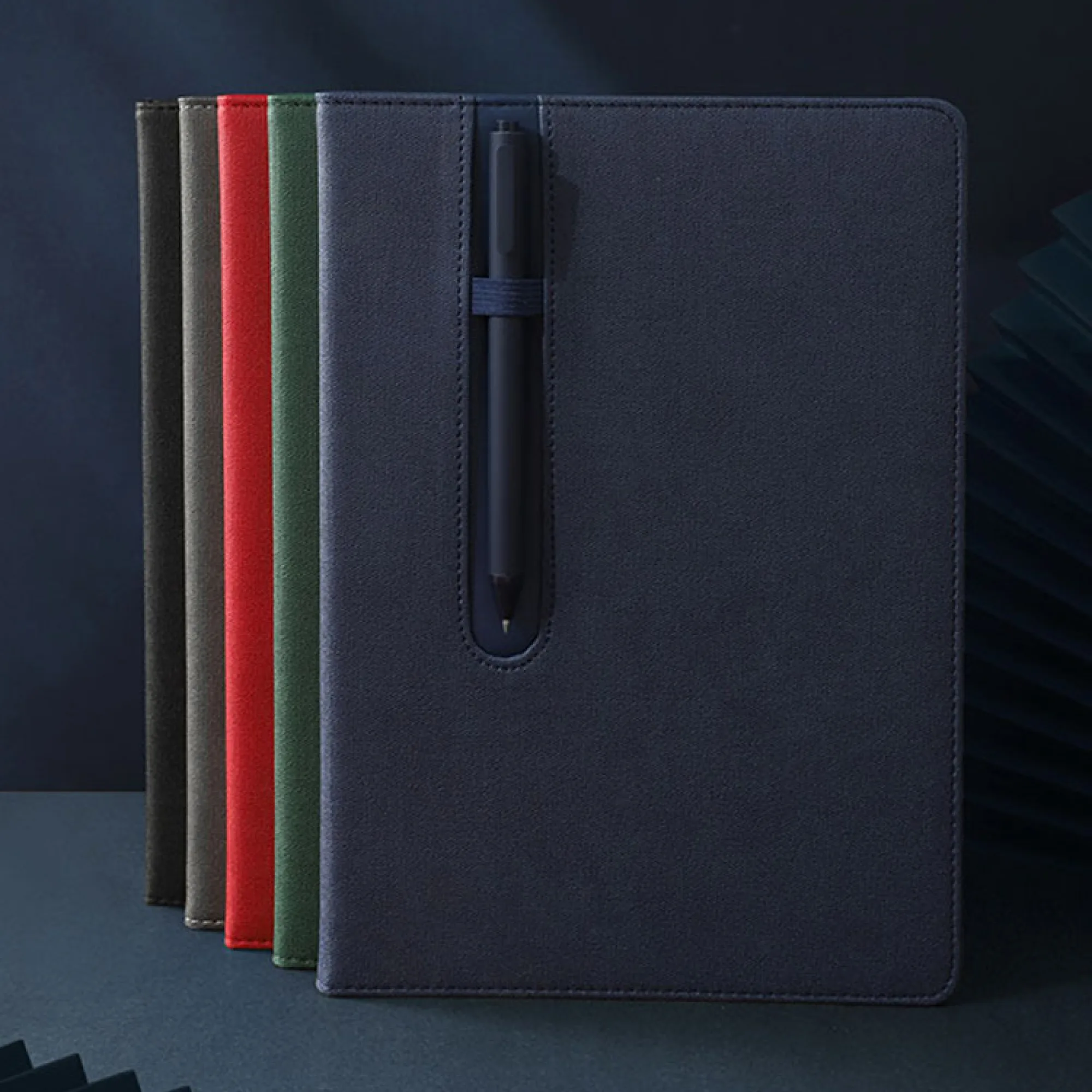 B5 PU Hardcover Notebook with Pen Slot — View 1