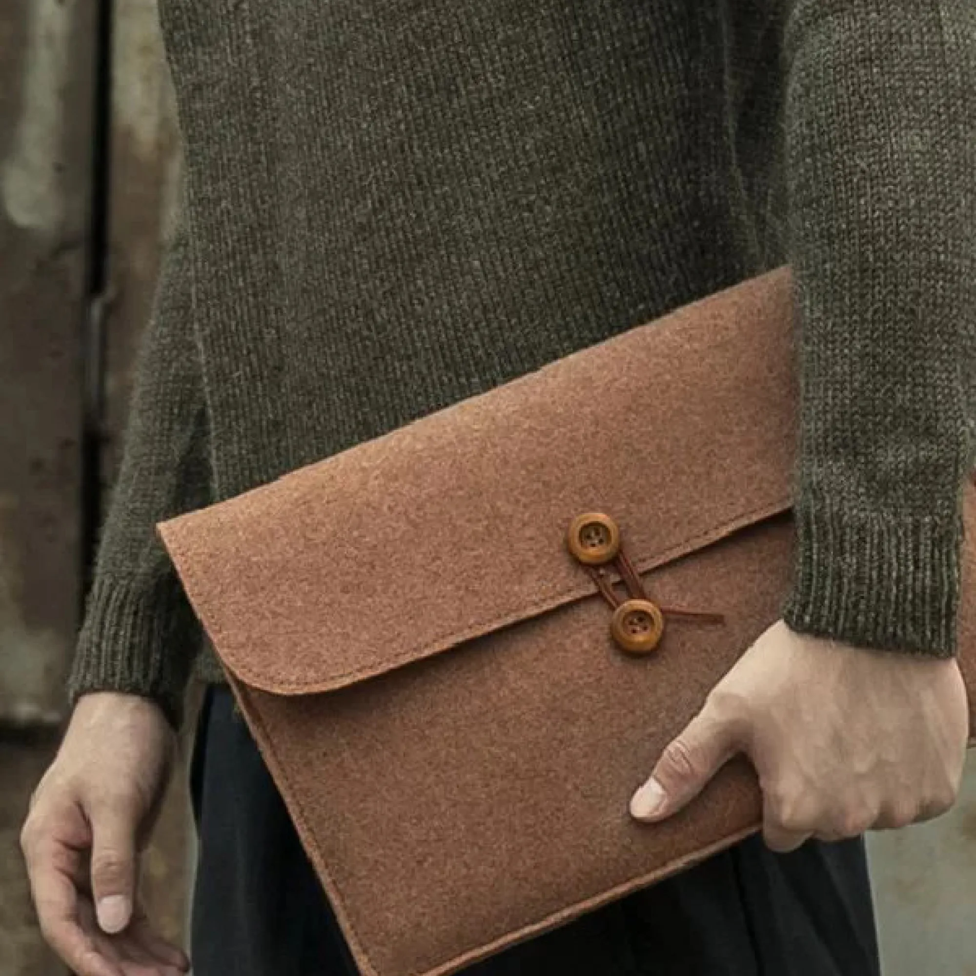 Felt Document Bag with Flap Closure