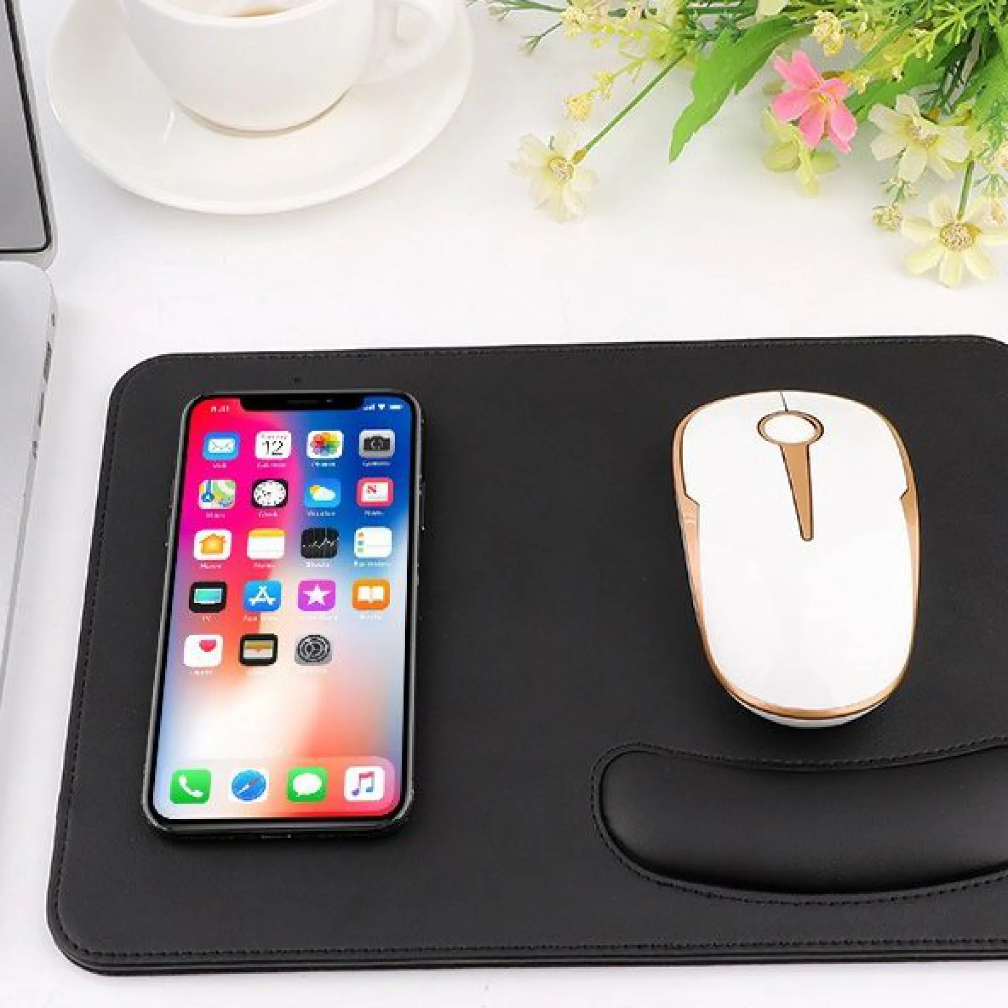 PU Leather Mouse Pad with Wrist Rest thumbnail 3