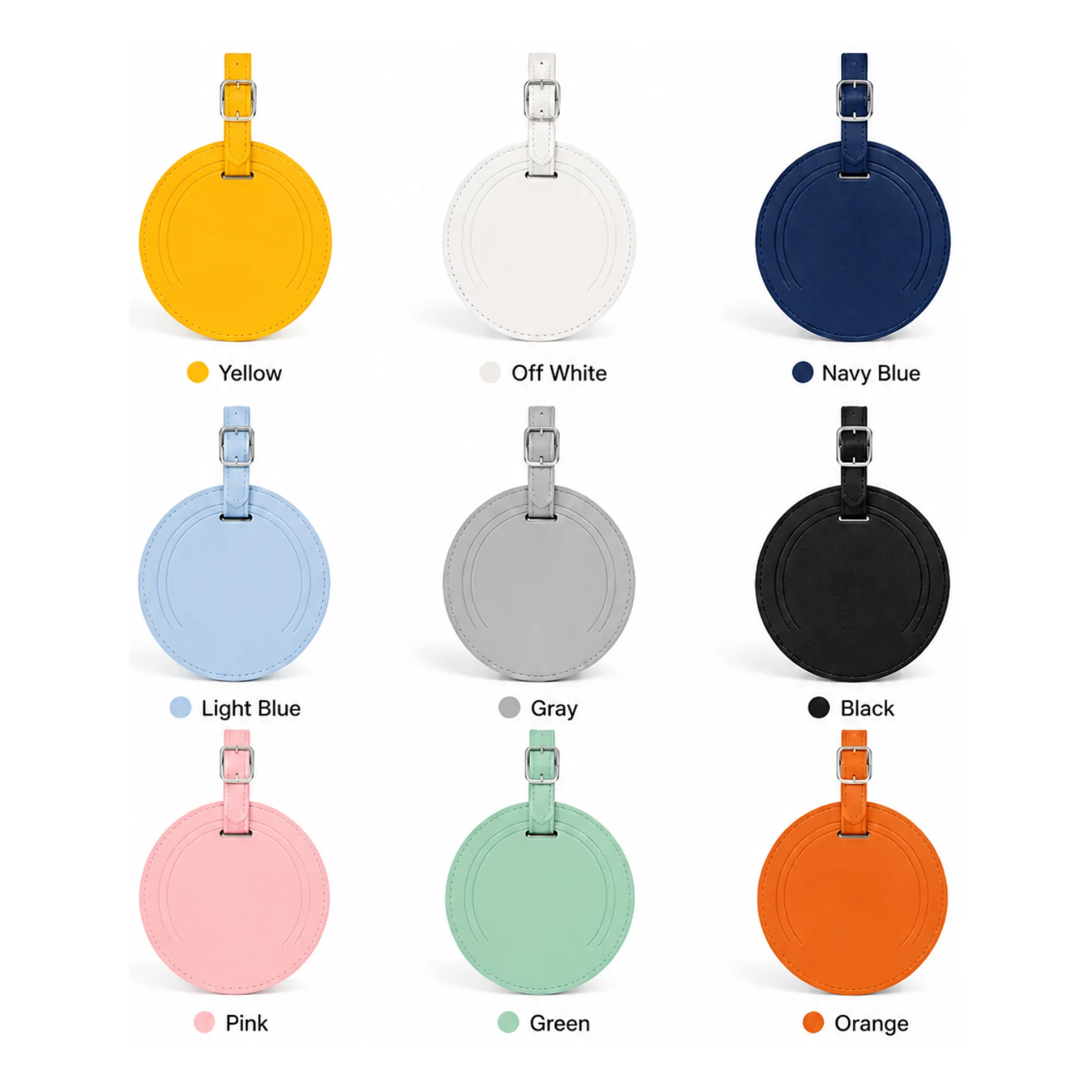 Round PU Leather Luggage Tag with Transparent Window