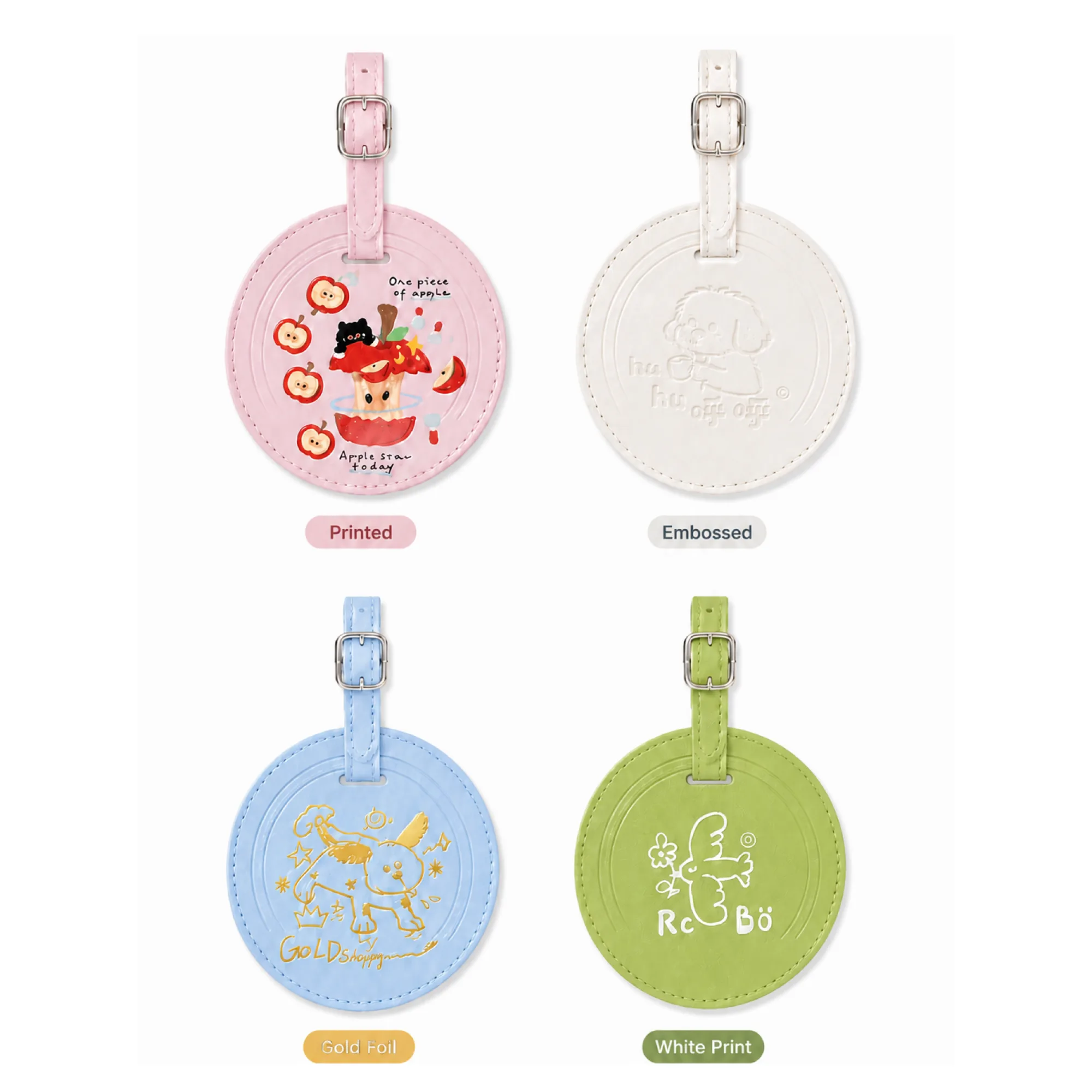 Round PU Leather Luggage Tag with Transparent Window