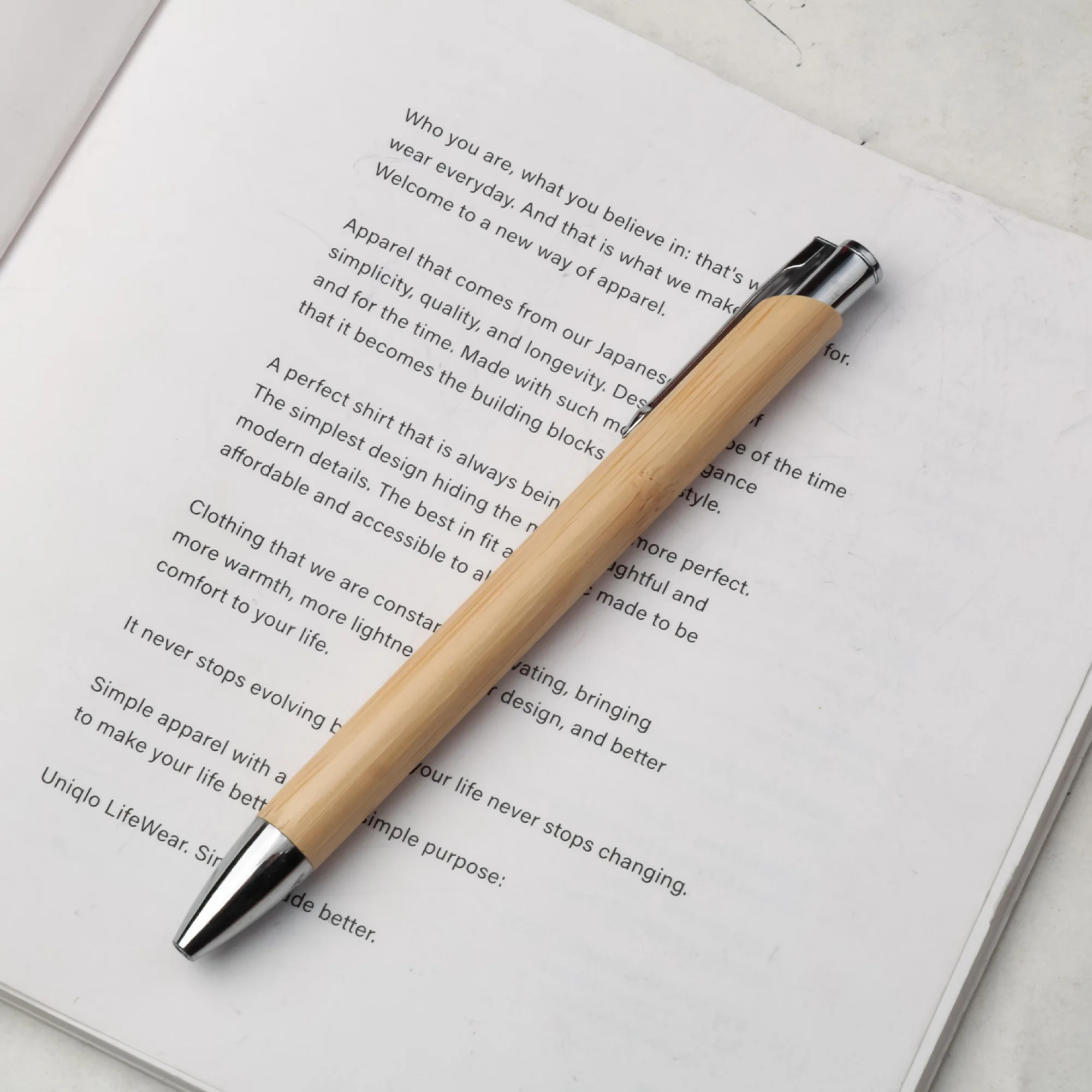 Push-Button Ballpoint Pen with Bamboo Barrel thumbnail 6
